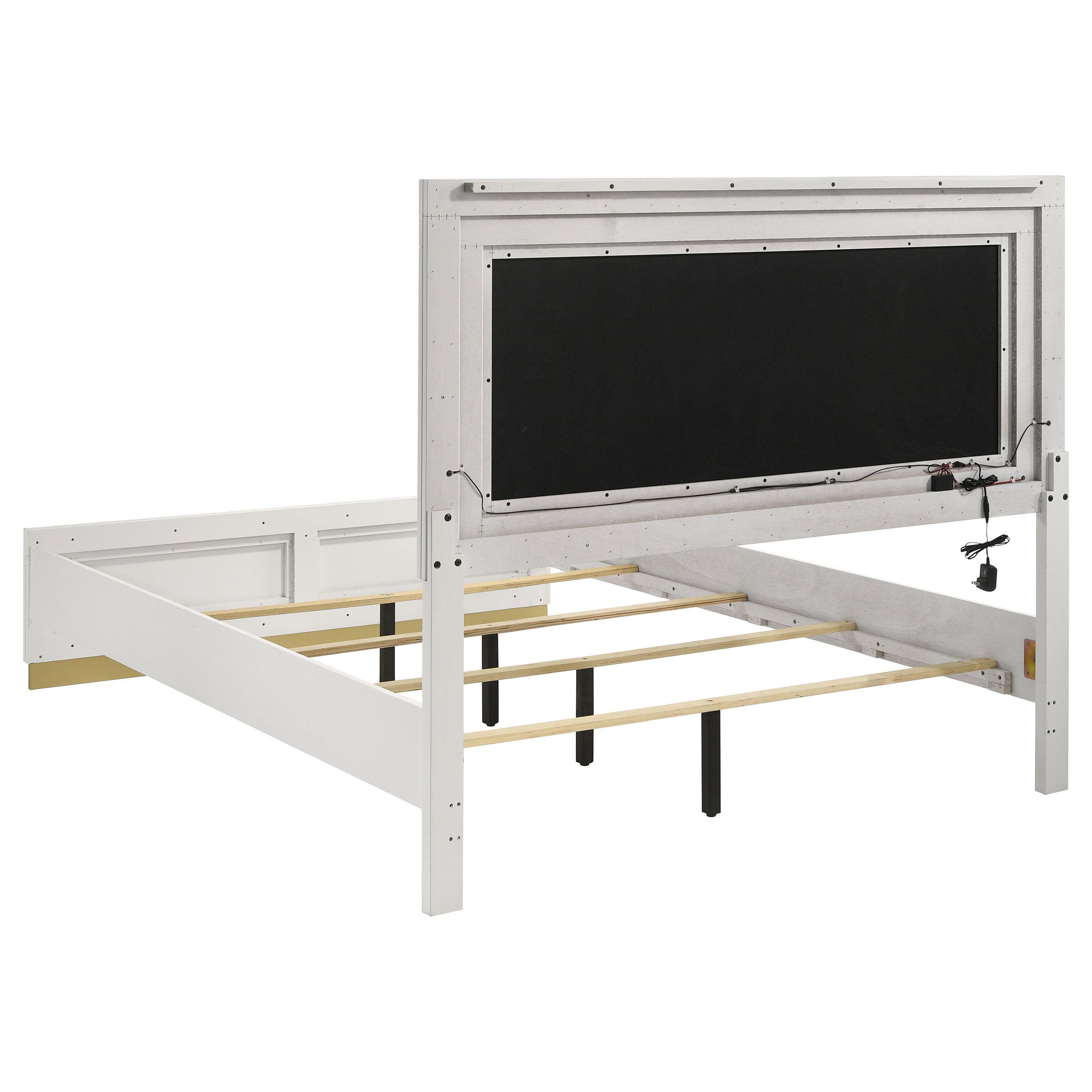 Caraway Wood Queen LED Panel Bed White-