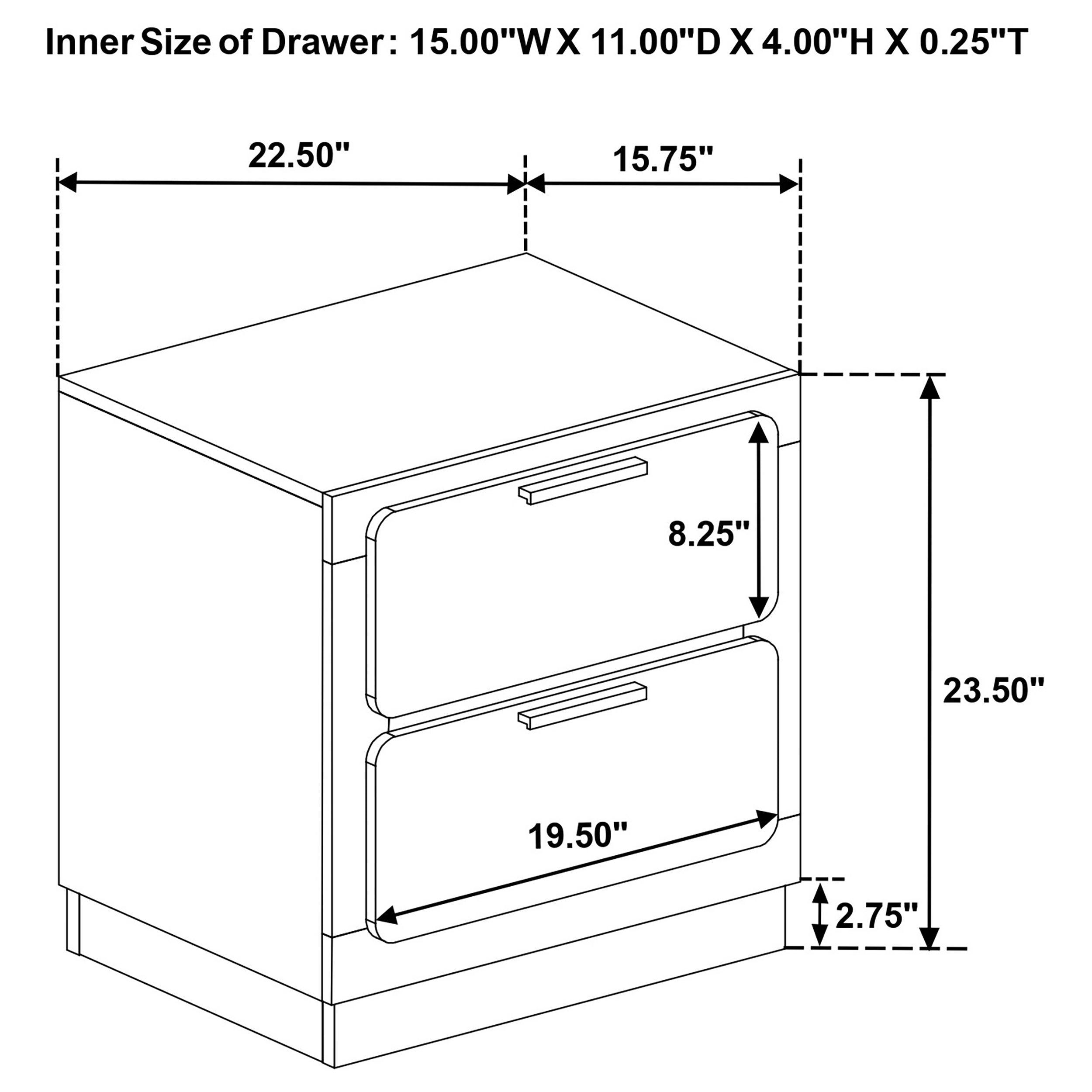 Caraway 2-drawer Nightstand White-