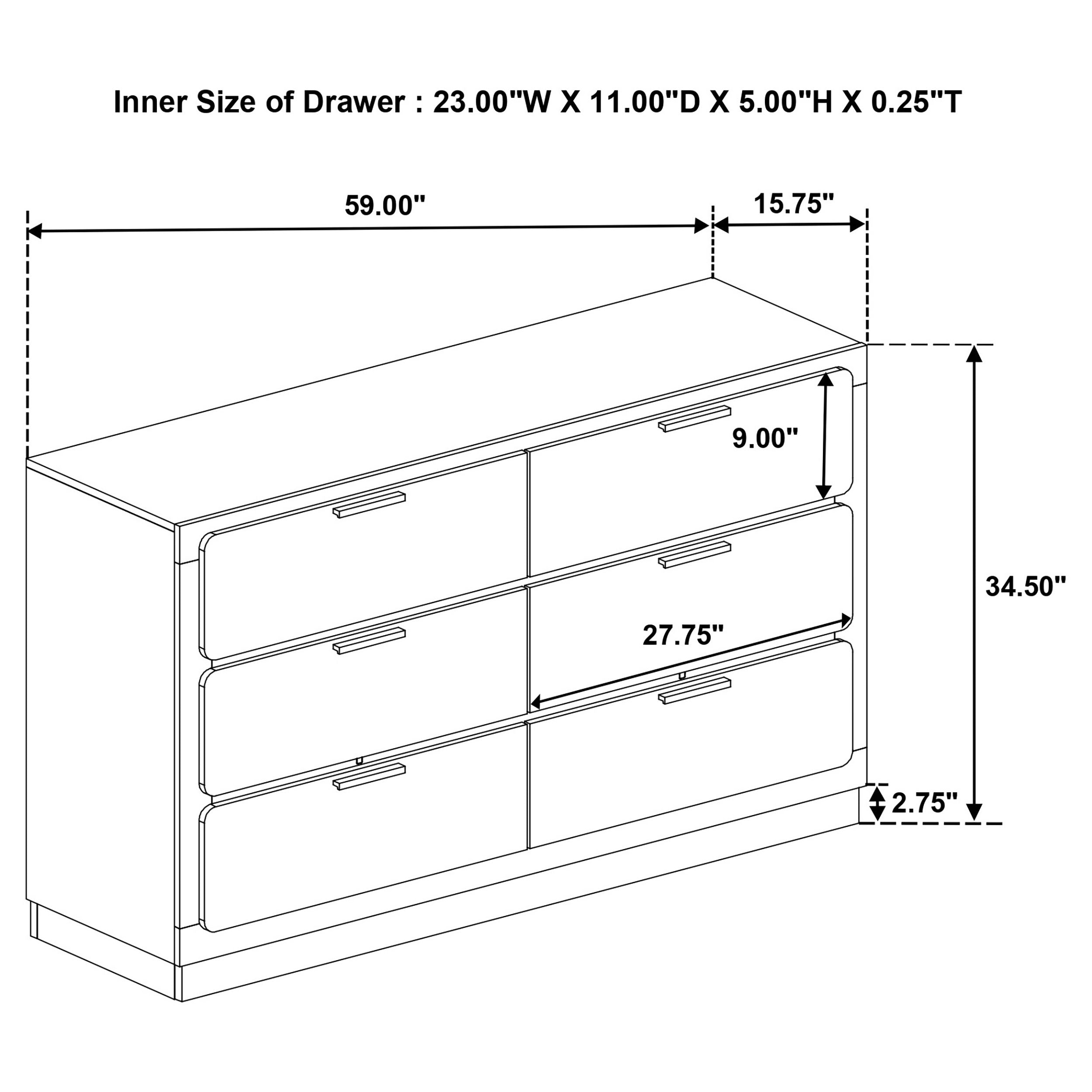Caraway 6-drawer Dresser White-