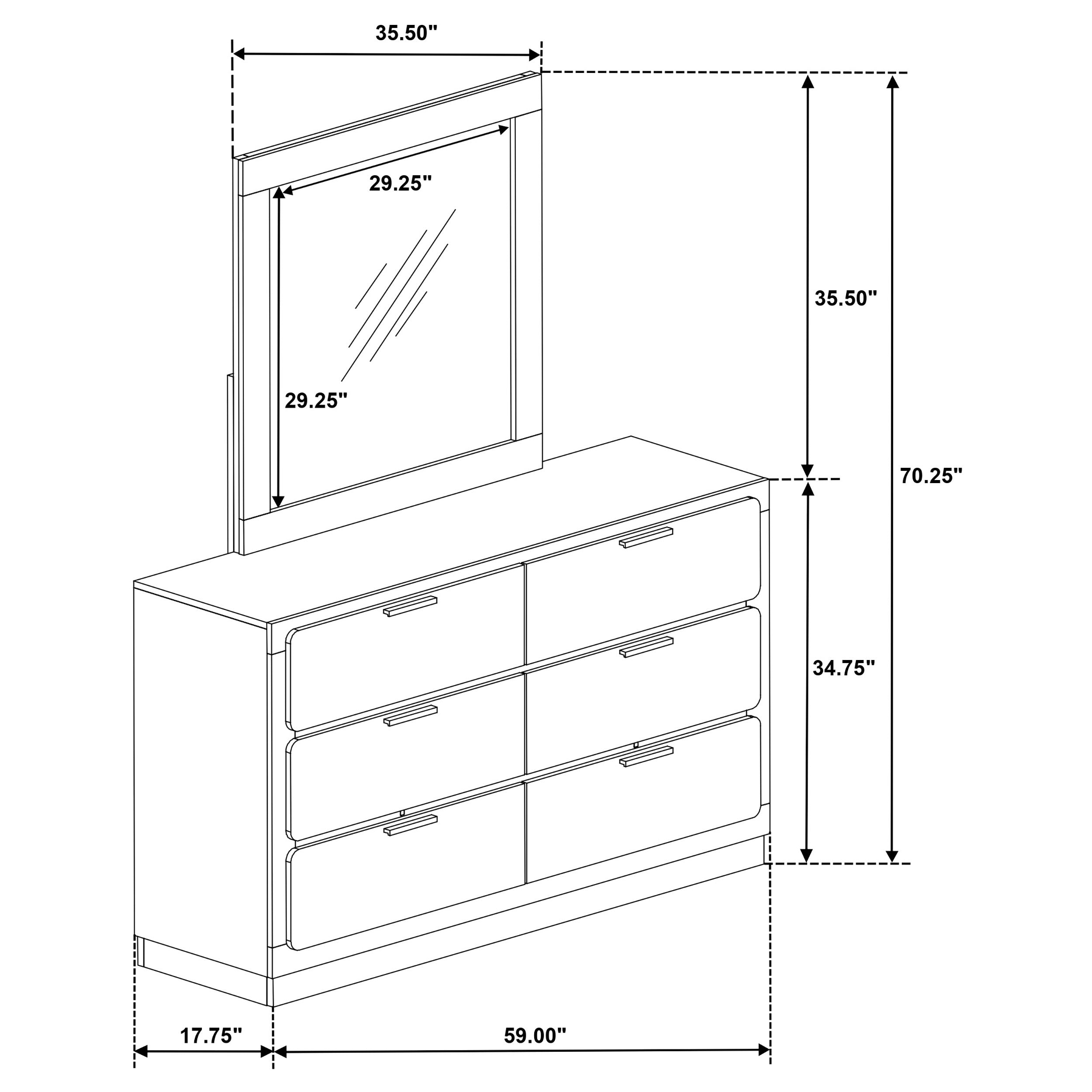 Caraway 6-drawer Dresser with Mirror Black-
