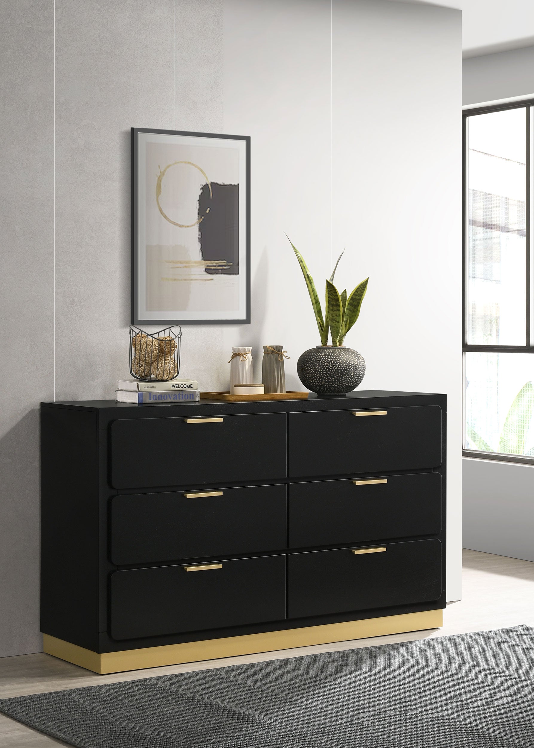 Caraway 6-drawer Dresser Black-