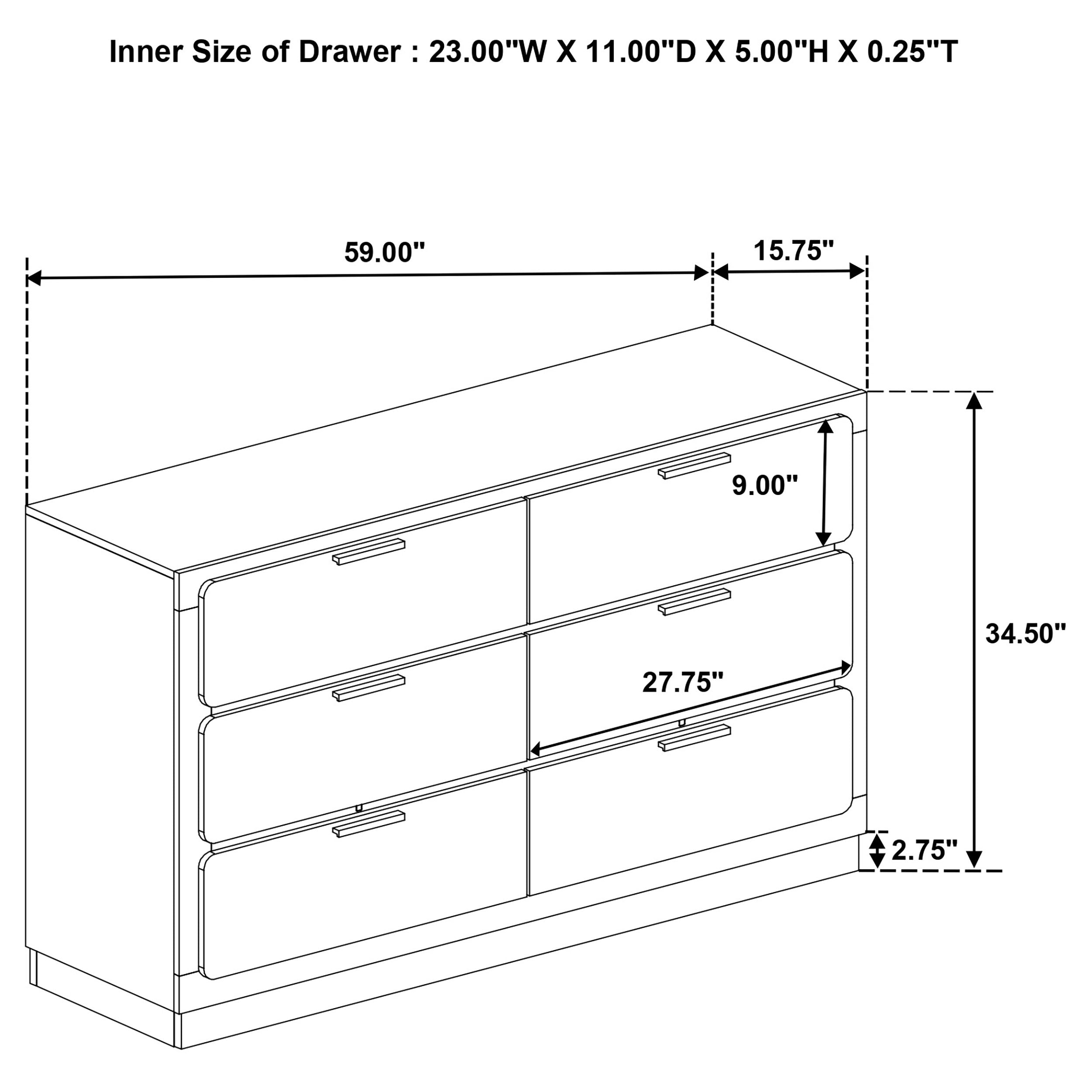 Caraway 6-drawer Dresser Black-