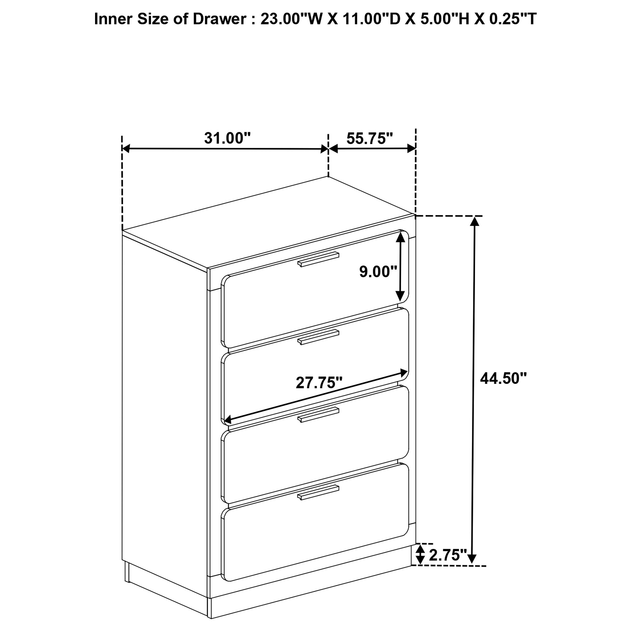 Caraway 4-drawer Bedroom Chest Black-