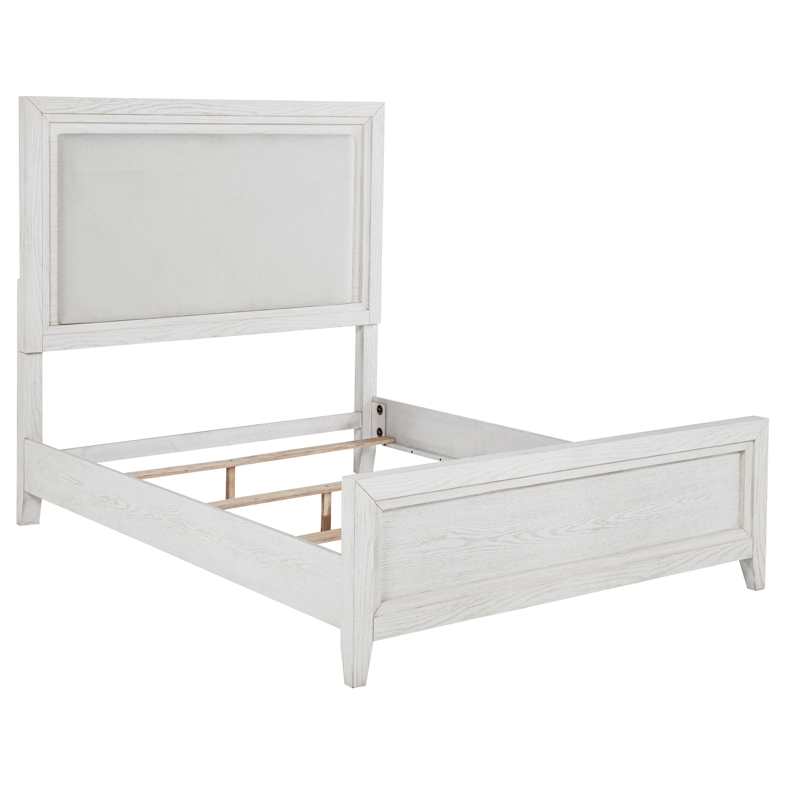 Marielle Queen Upholstered Panel Bed Distressed White-