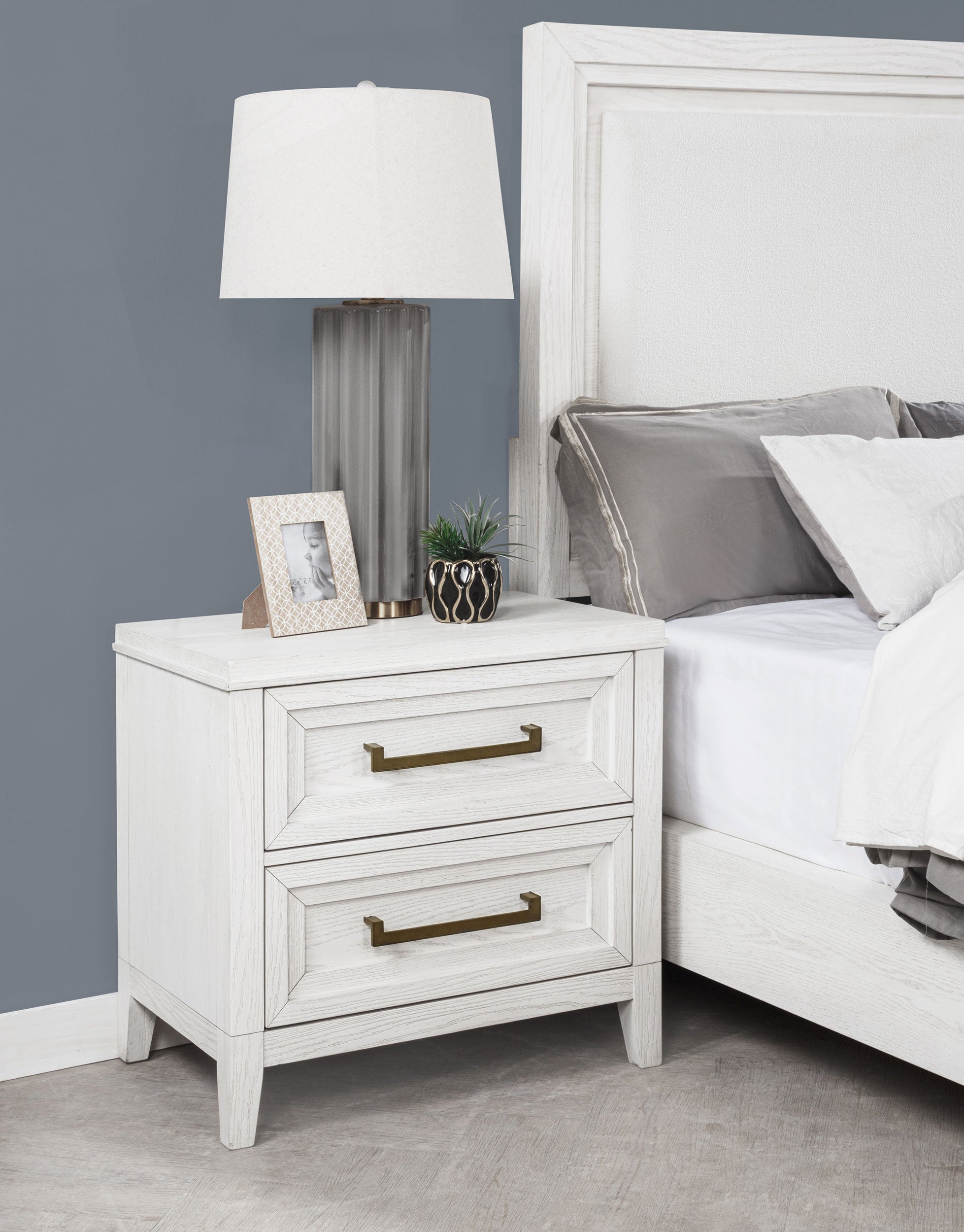 Marielle 2-drawer Nightstand Bedside Table Distressed White -