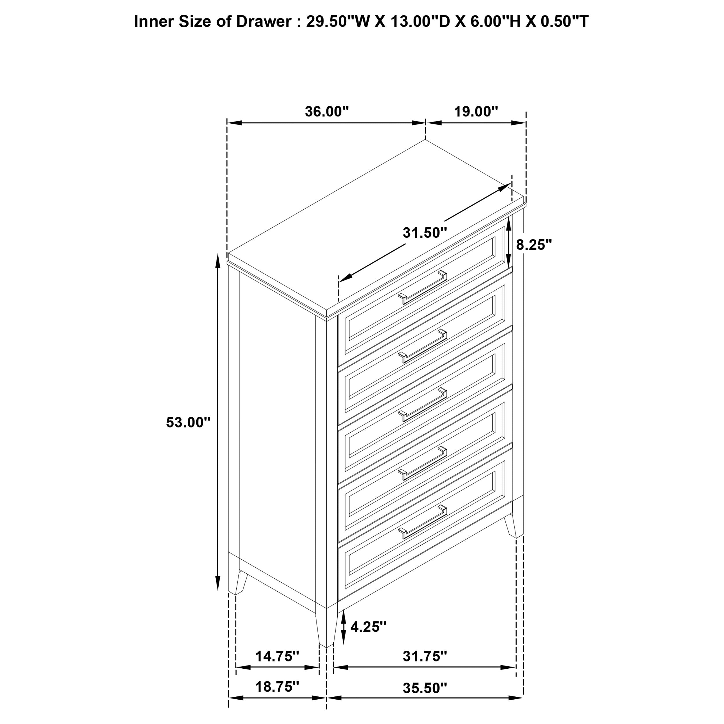 Marielle 5-drawer Bedroom Chest Distressed White -