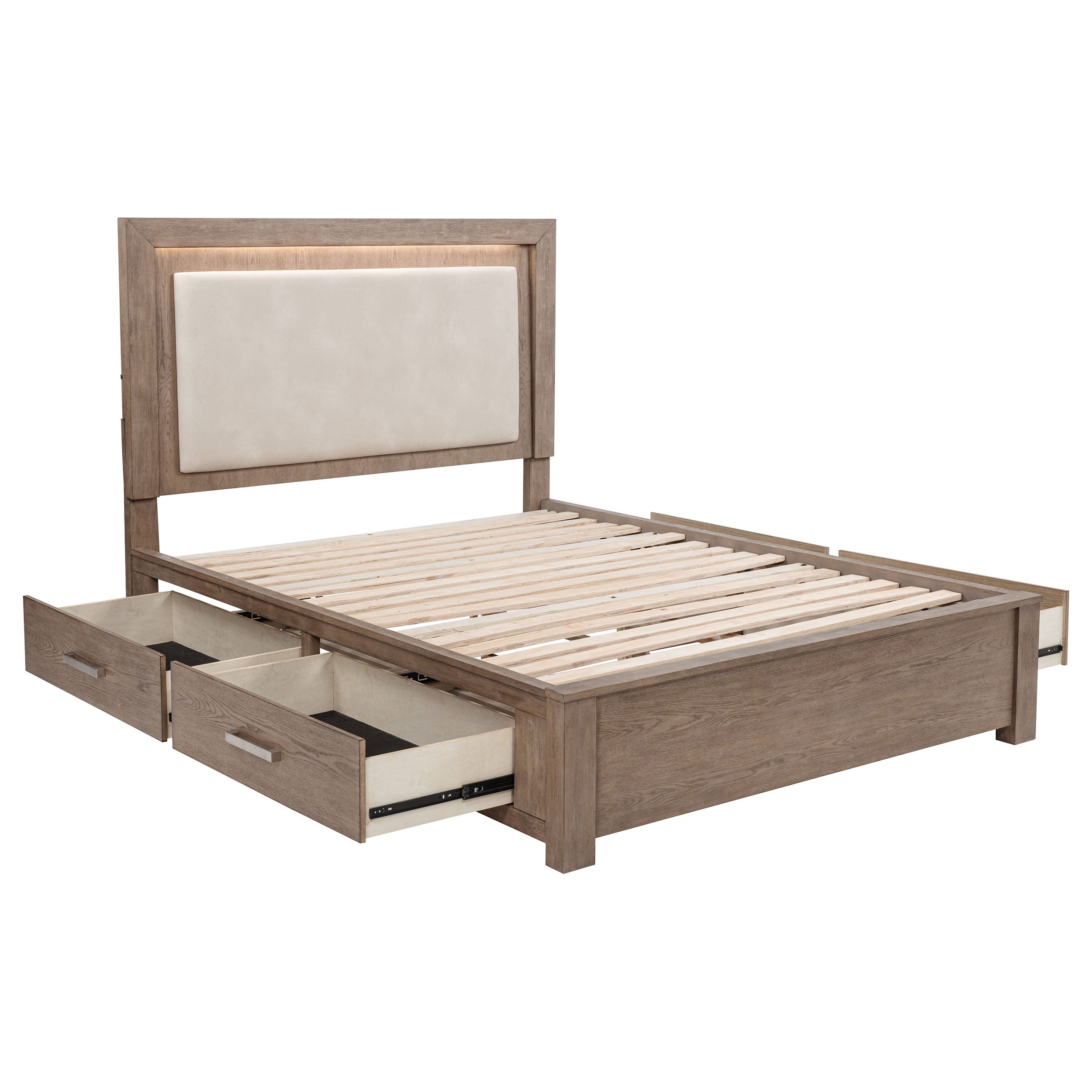 Kenora 56-inch Queen LED Storage Bed Barley Brown-