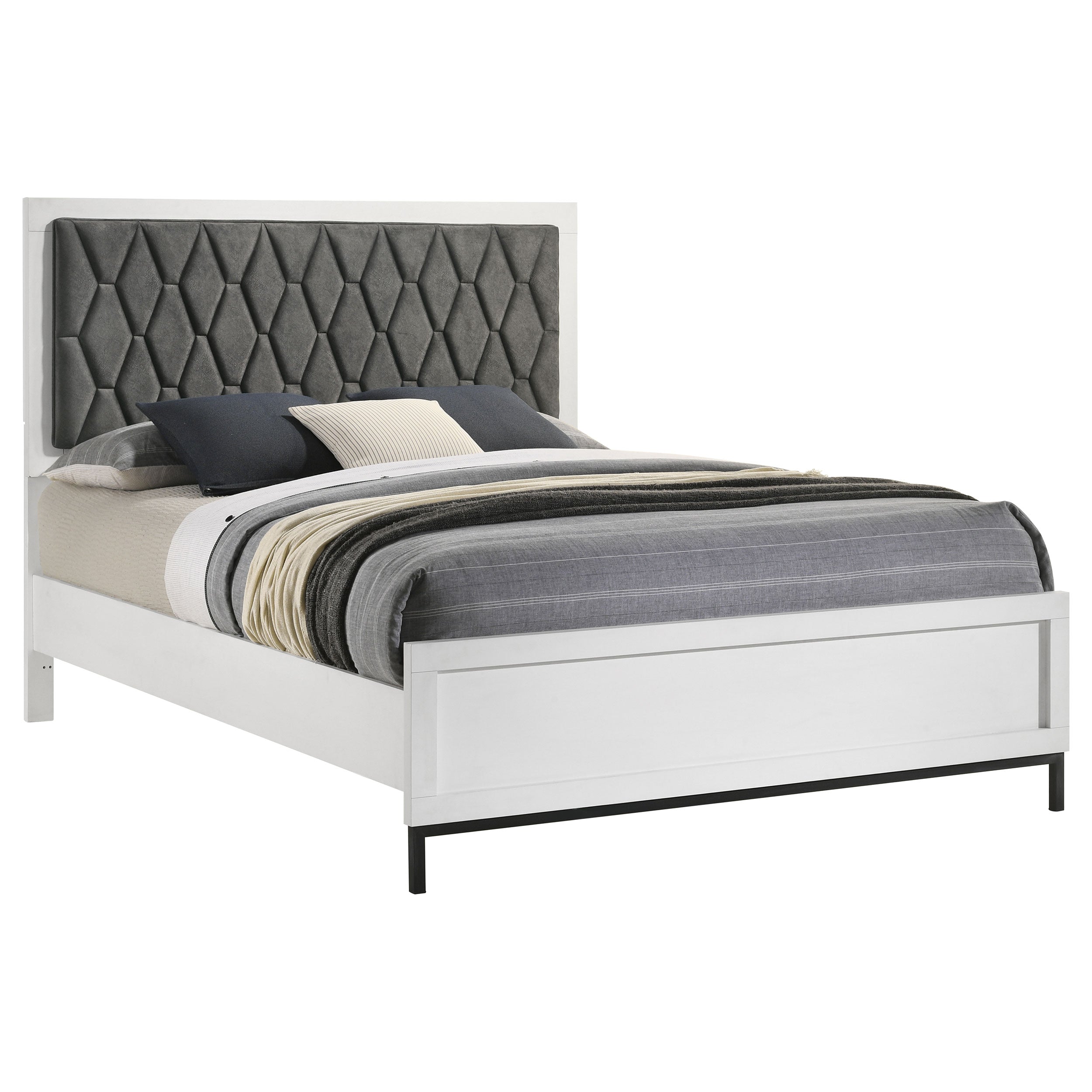 Sonora Queen Upholstered Panel Bed White -