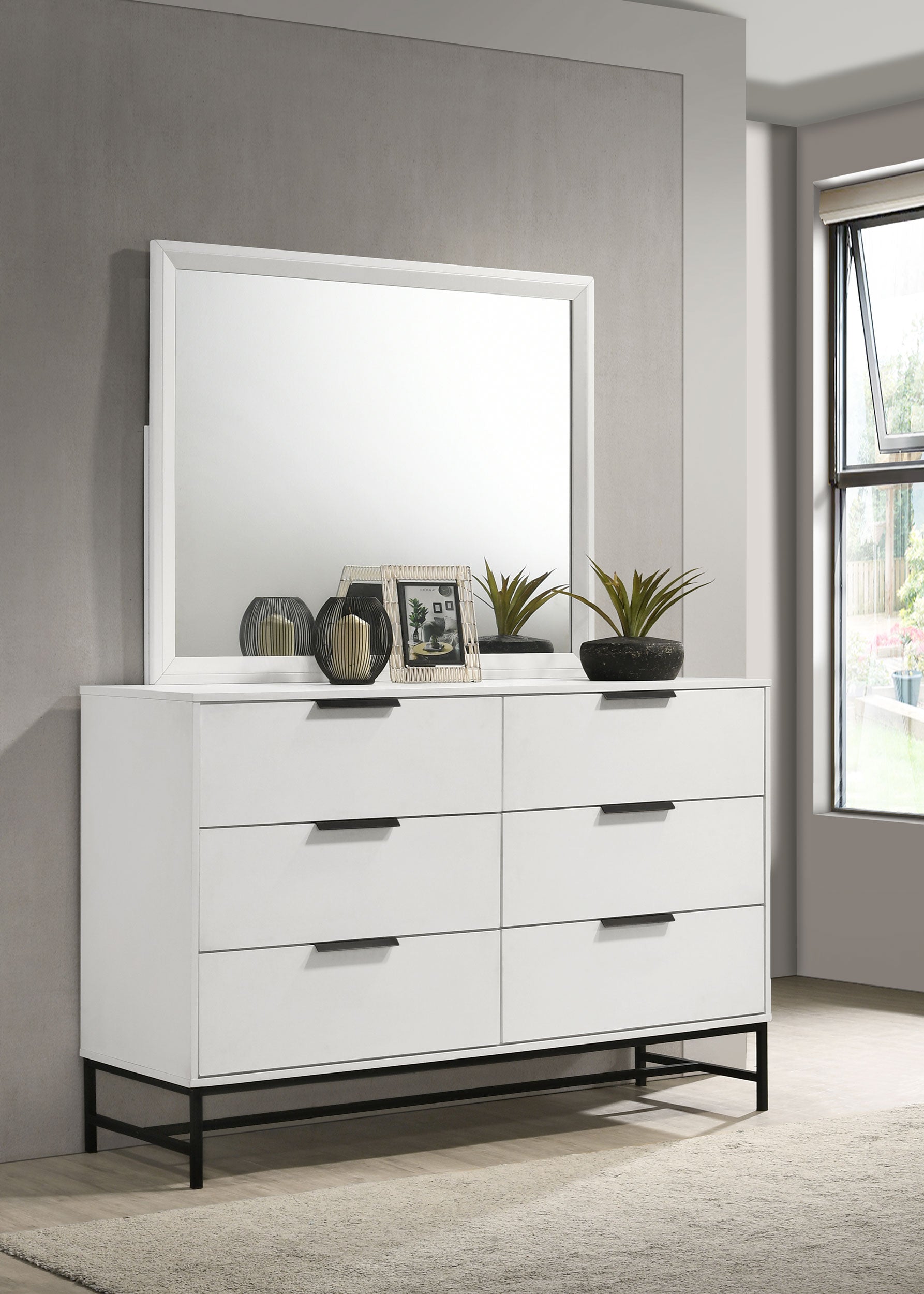Sonora 6-drawer Dresser with Mirror White-