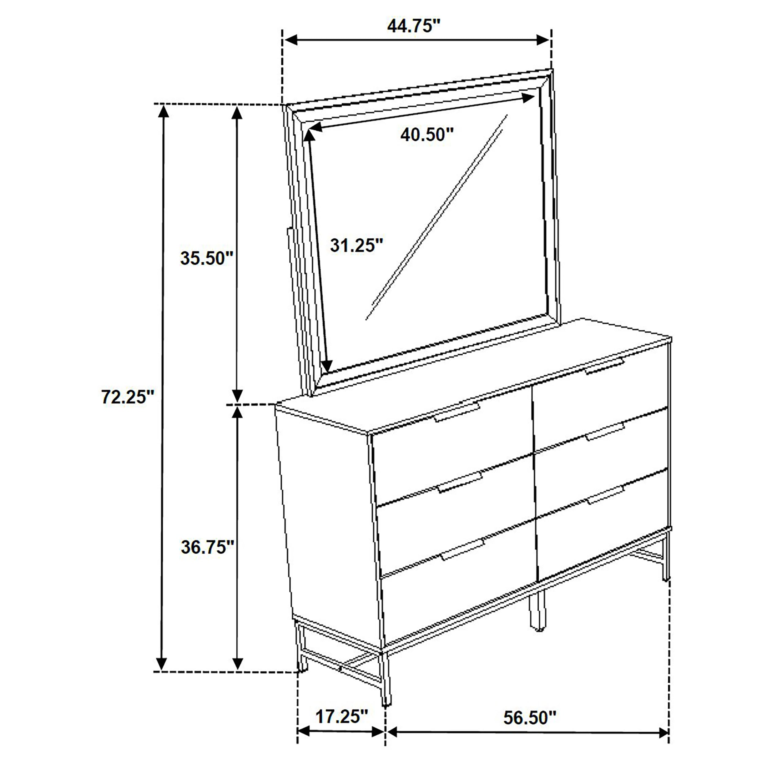 Sonora 6-drawer Dresser with Mirror White-