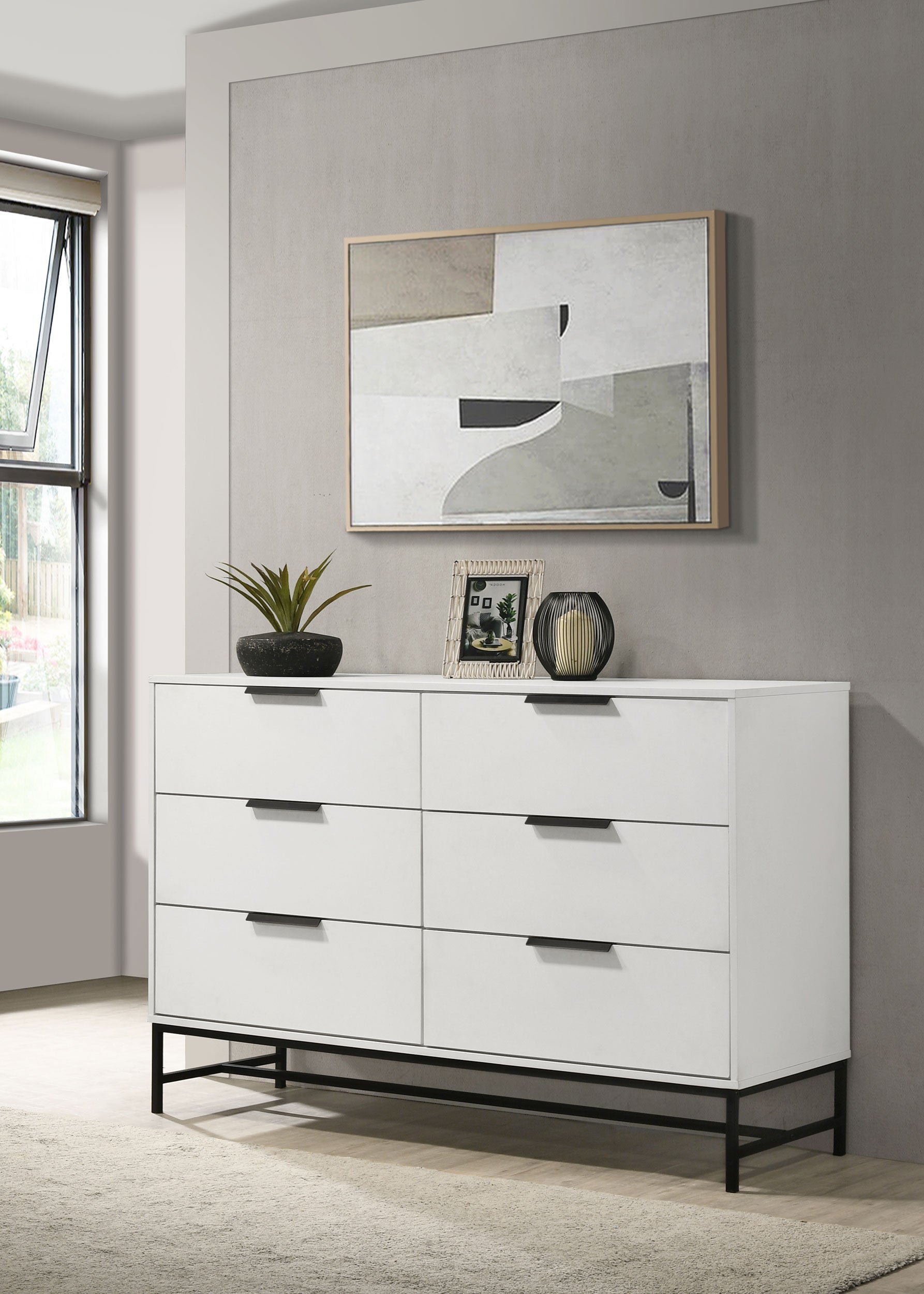 Sonora 6-drawer Bedroom Dresser White -