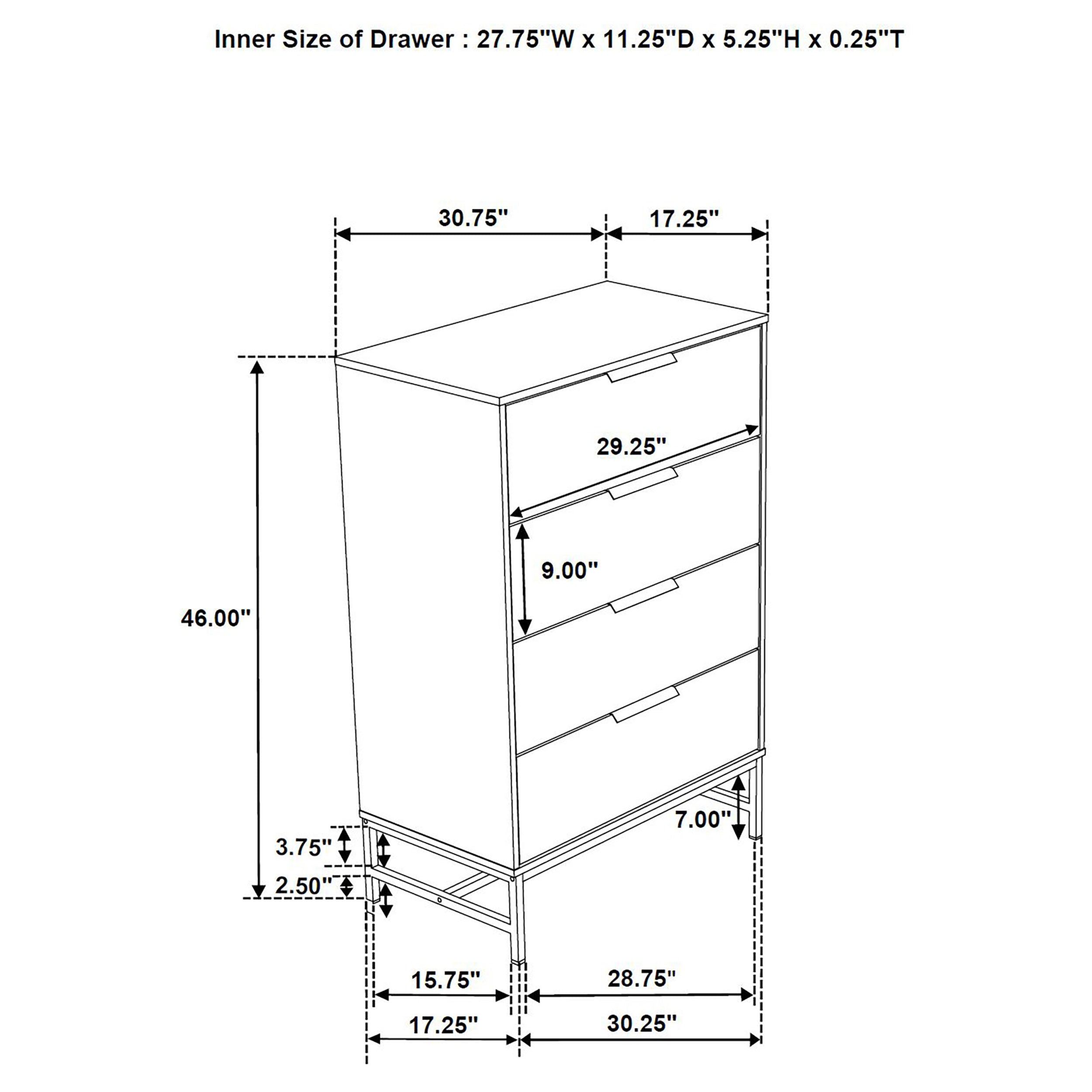 Sonora 4-drawer Bedroom Chest White -