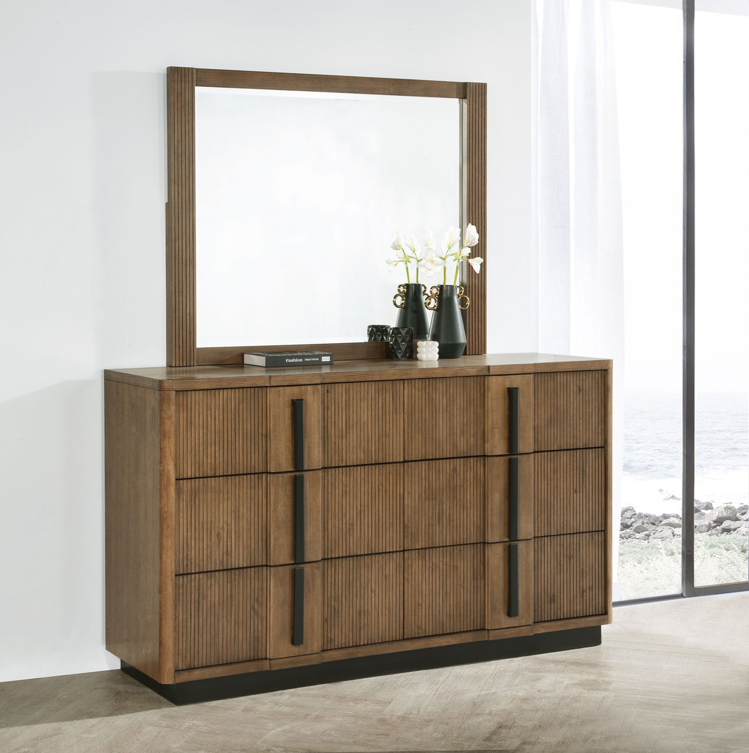 Terrace 6-drawer Dresser and Mirror Ash Brown-