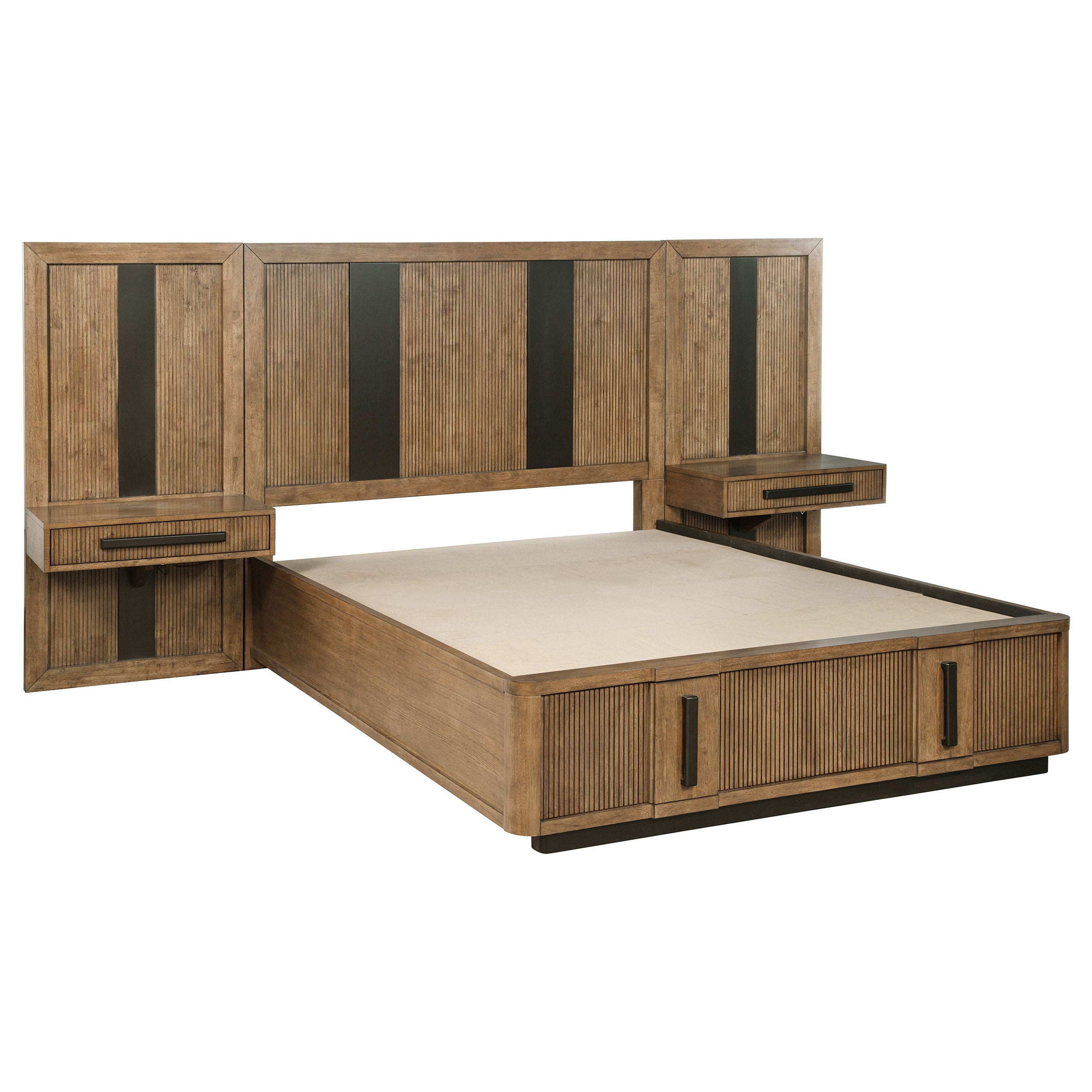 Terrace 2-piece Wall Panel with Nightstand Set Ash Brown-