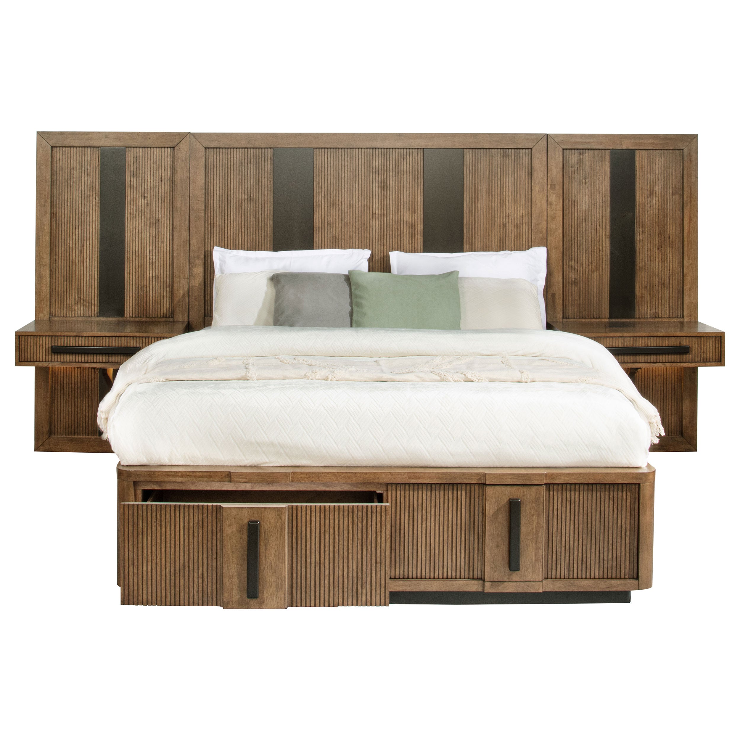 Terrace 2-piece Wall Panel with Nightstand Set Ash Brown-
