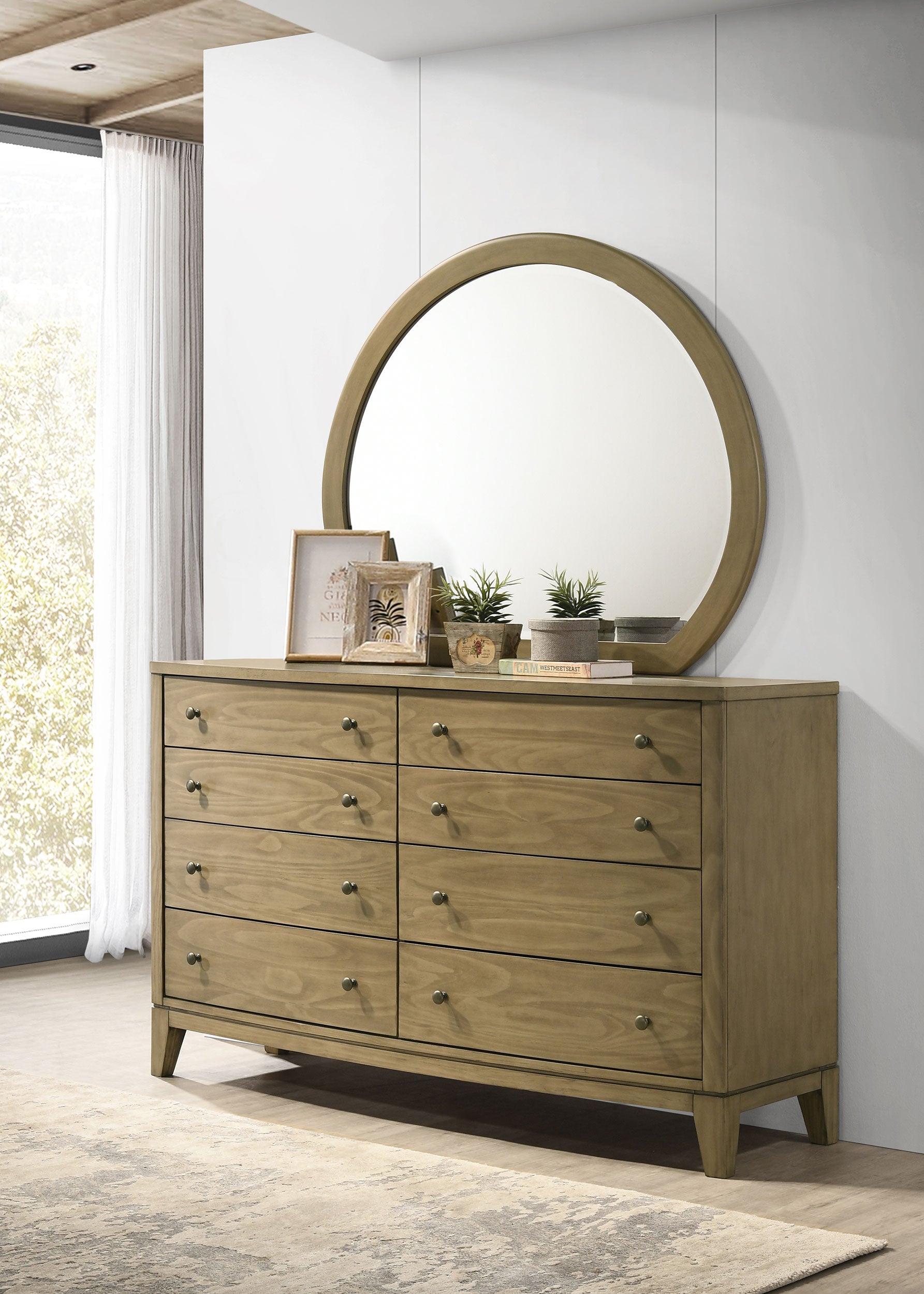 Granada 8-drawer Dresser and Mirror Natural Pine-