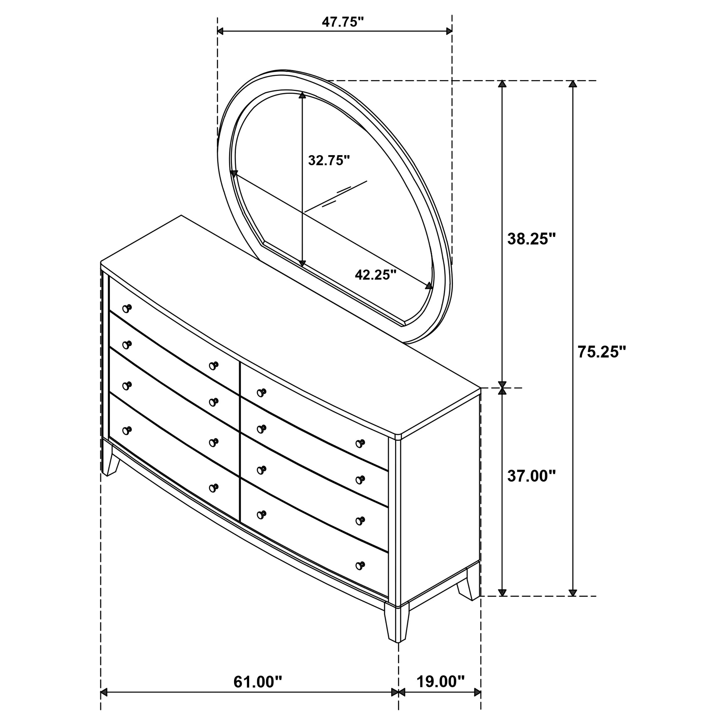 Granada 8-drawer Dresser and Mirror Natural Pine-