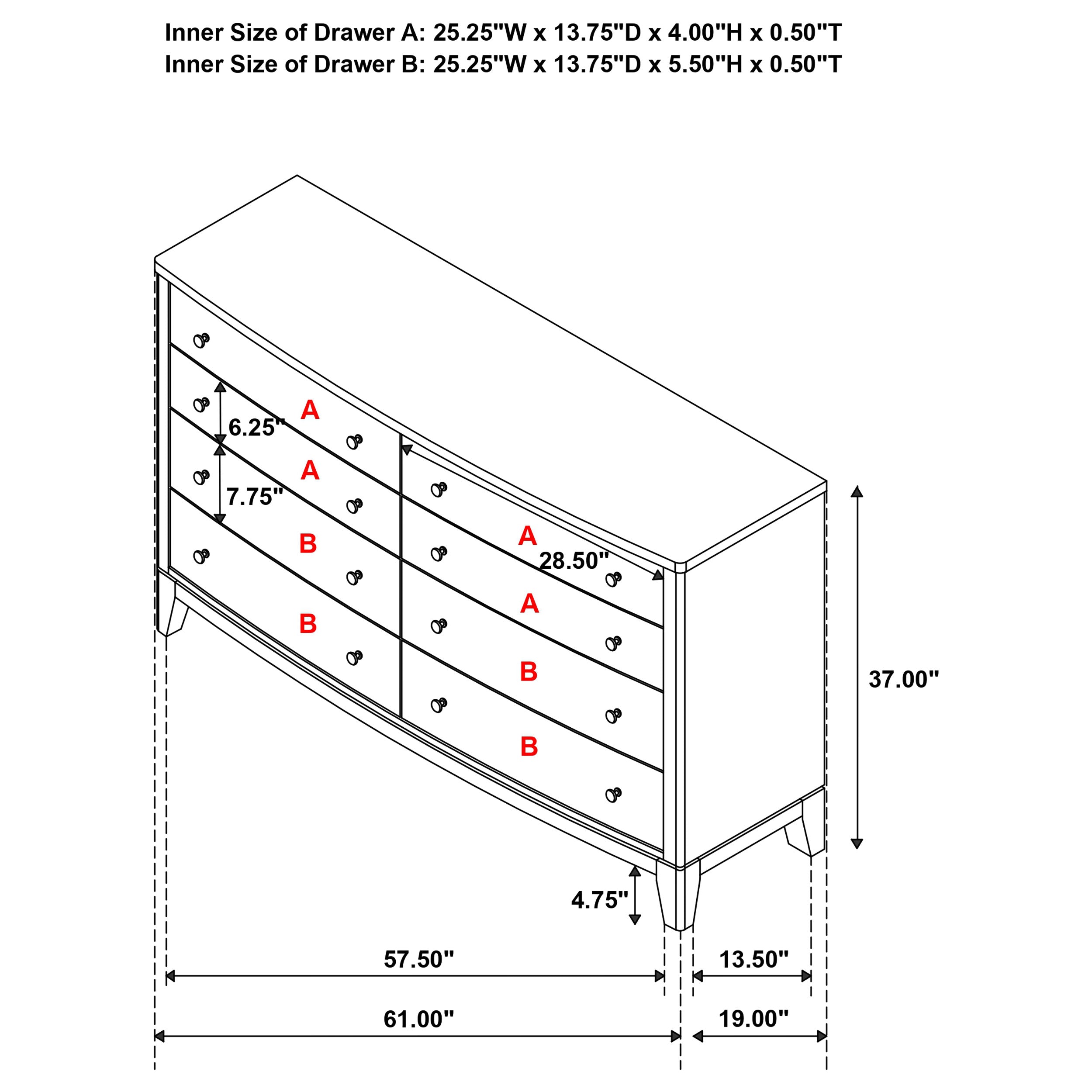 Granada 8-drawer Dresser Cabinet Natural Pine-