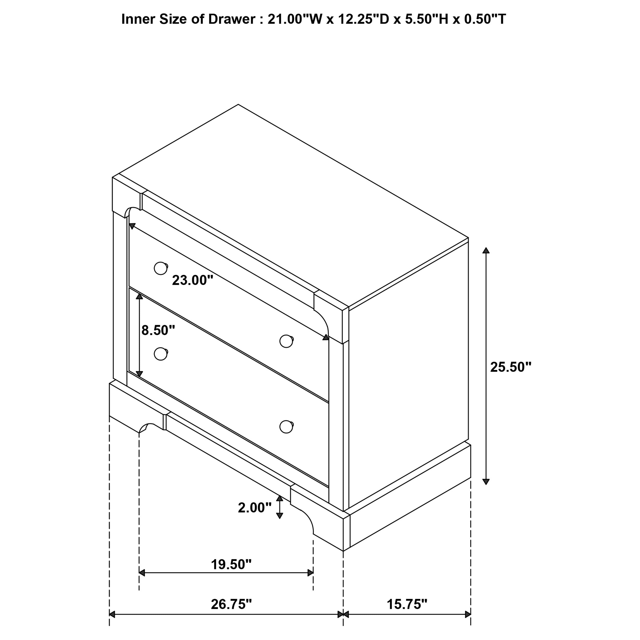 Gran Park 2-drawer Nightstand Bedside Table Dark Cocoa-