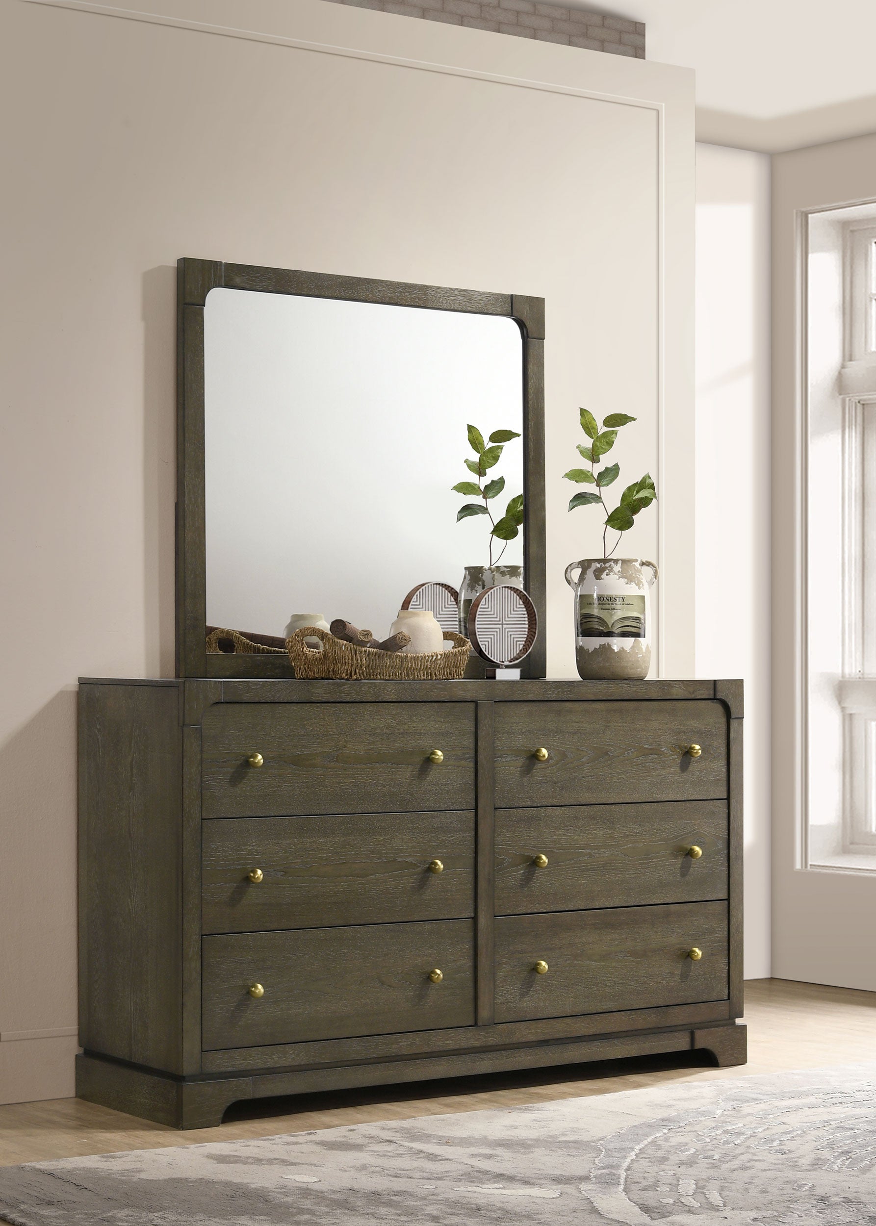 Gran Park 6-drawer Dresser and Mirror Dark Cocoa-