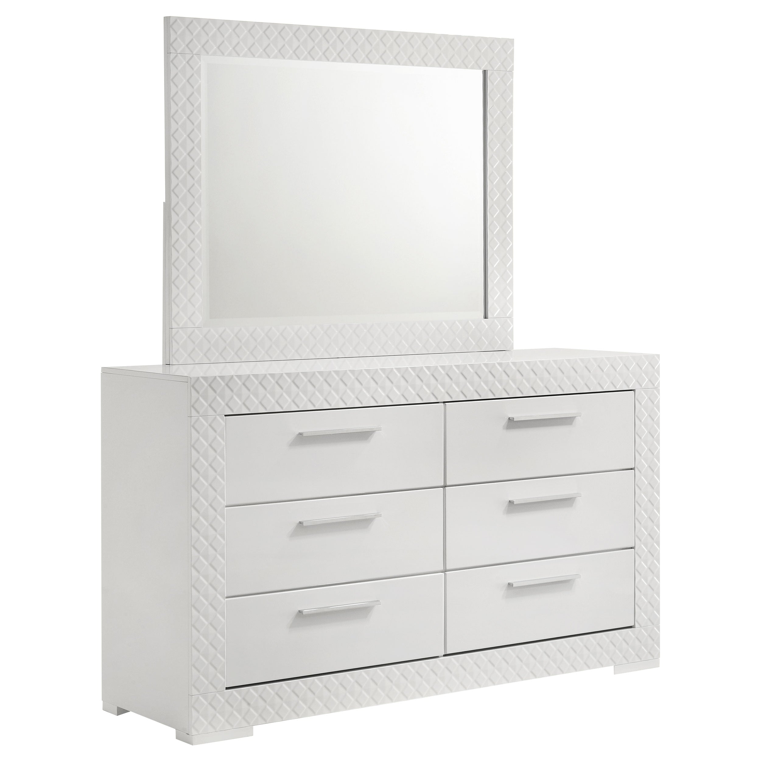 Ives 6-drawer Dresser and Mirror White High Gloss-
