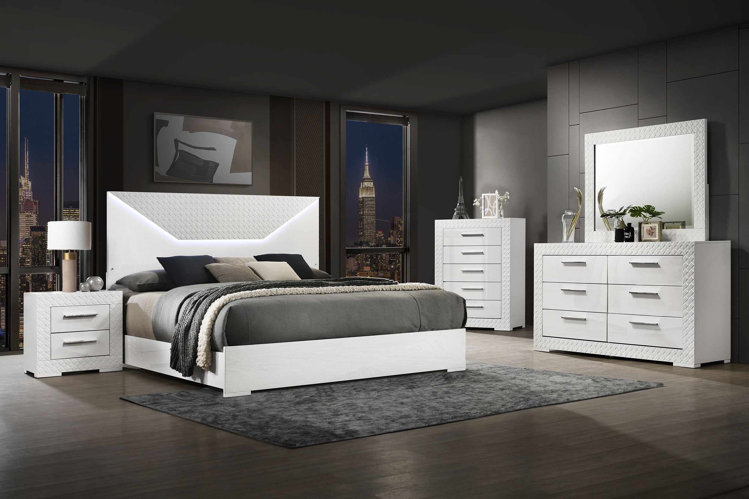 Ives 6-drawer Dresser and Mirror White High Gloss-