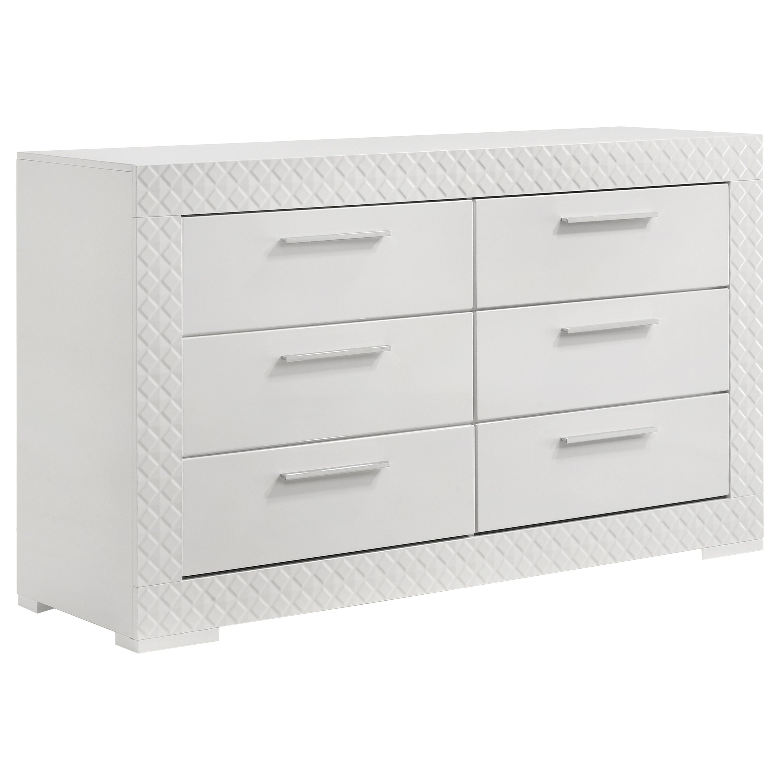 Ives 6-drawer Dresser Cabinet White High Gloss-