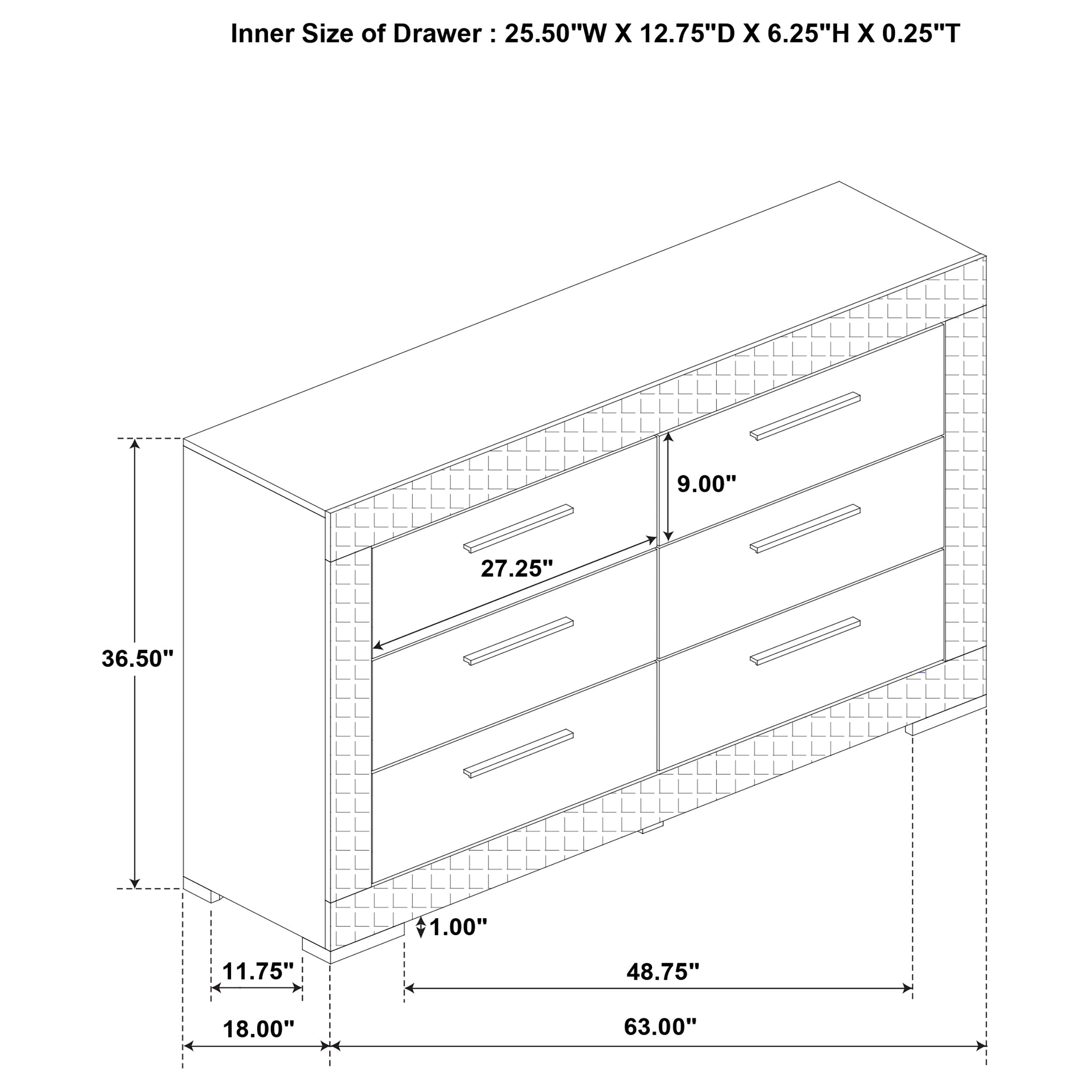 Ives 6-drawer Dresser Cabinet White High Gloss-