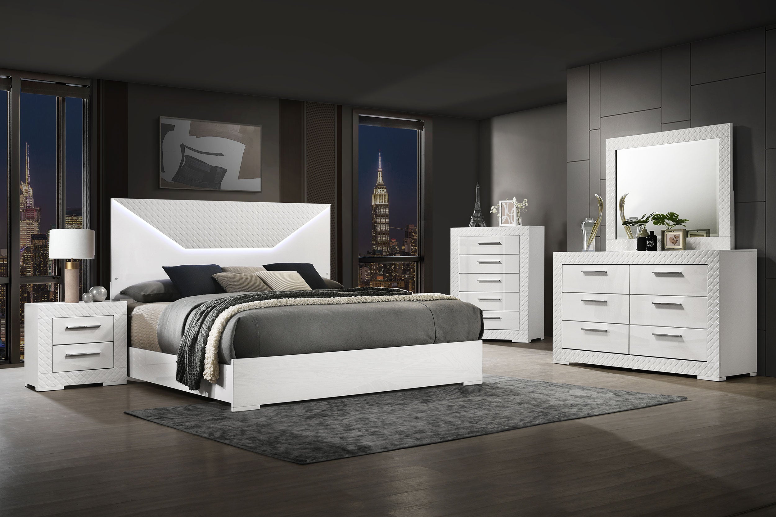 Ives 6-drawer Dresser Cabinet White High Gloss-