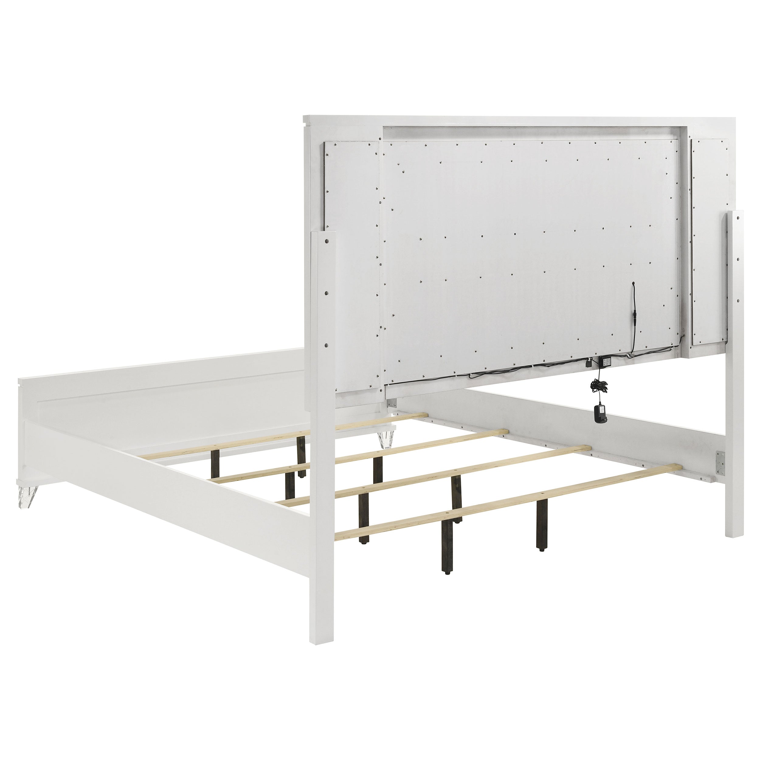 Marmore 64-inch Queen Panel Bed LED Headboard White-
