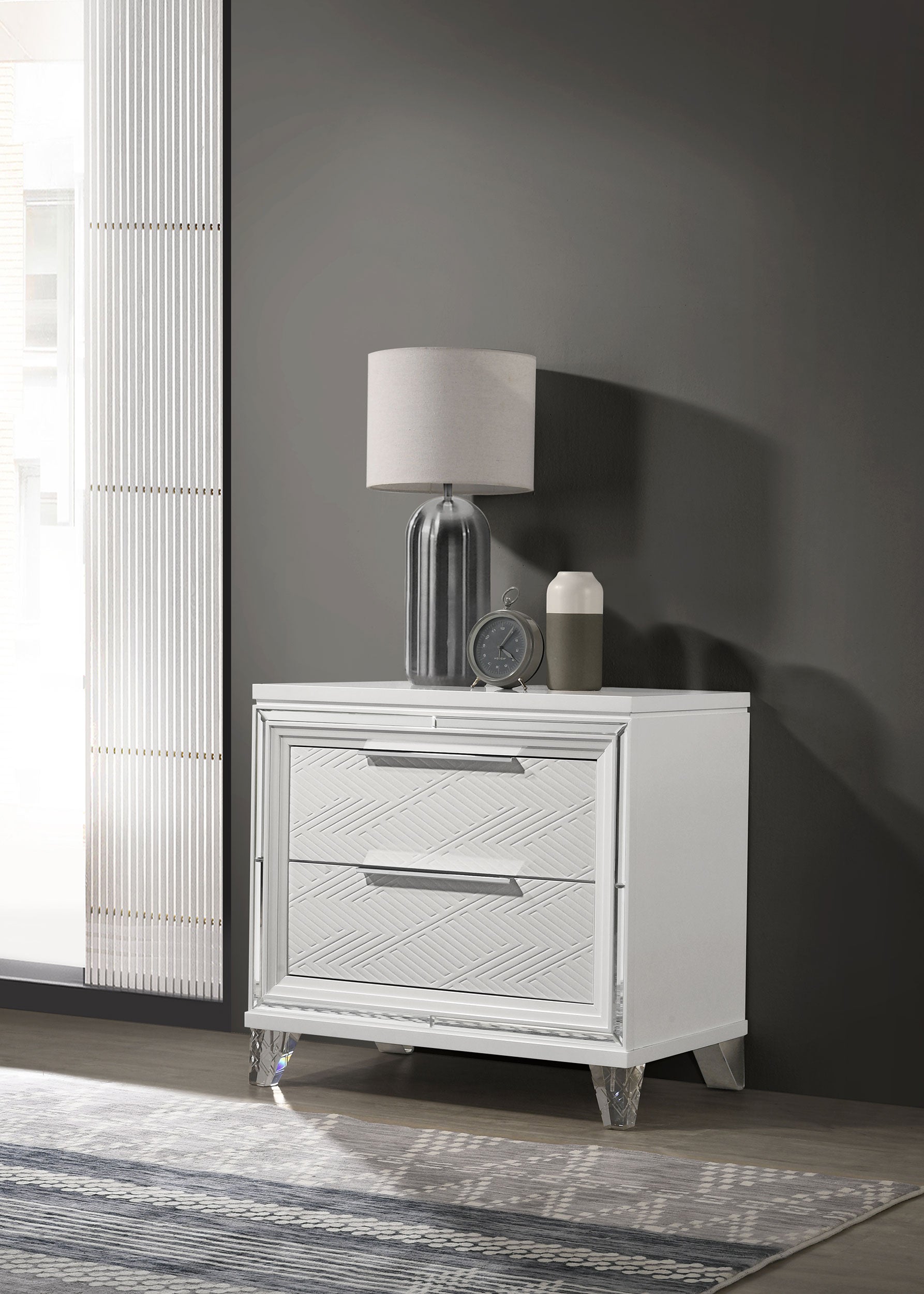 Marmore 2-drawer Nightstand Bedside Table White-