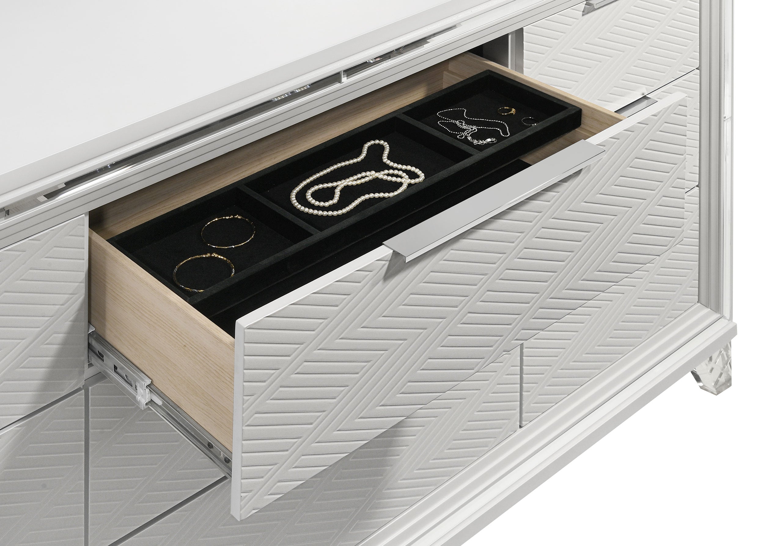 Marmore 9-drawer Dresser and LED Mirror White-