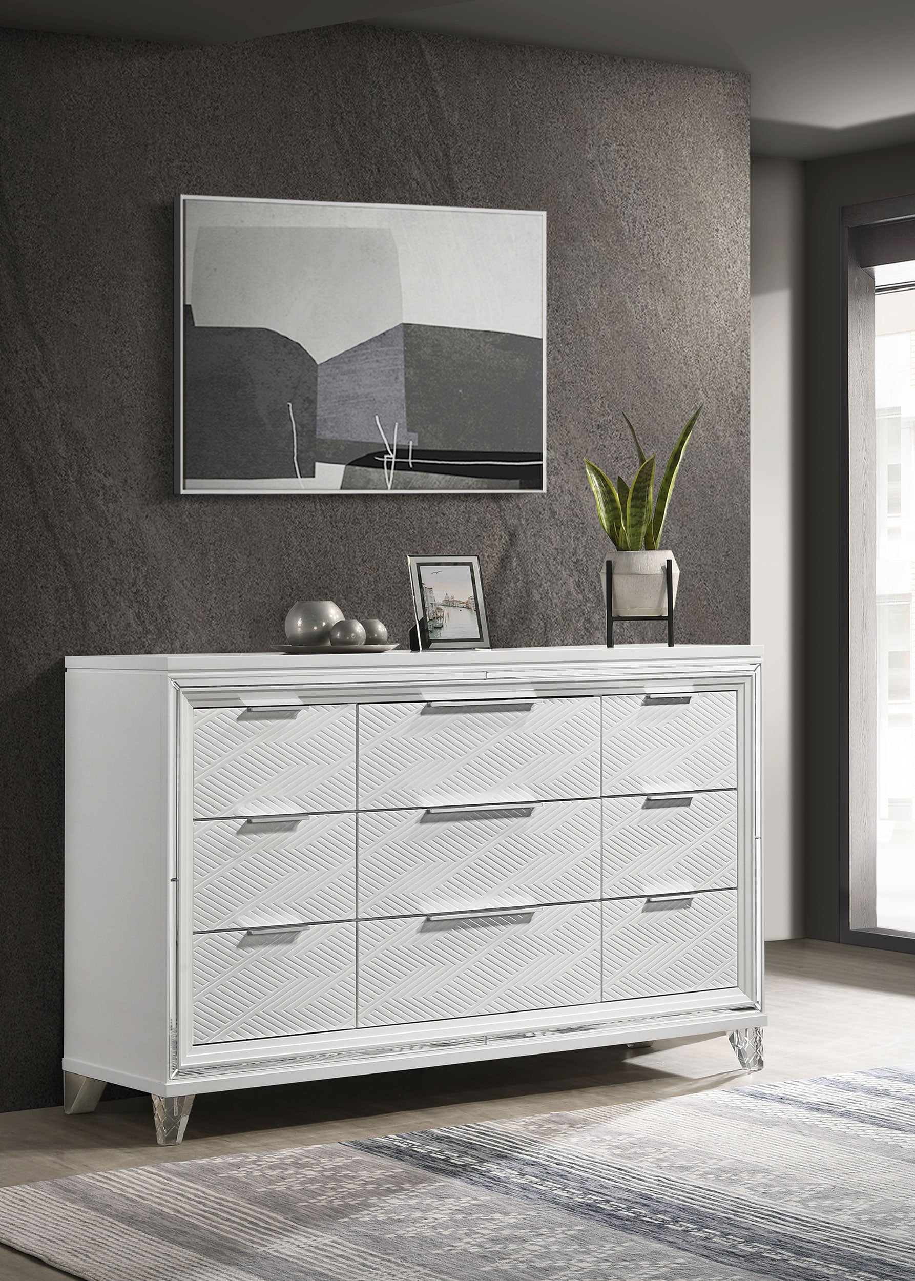 Marmore 9-drawer Dresser Cabinet White-