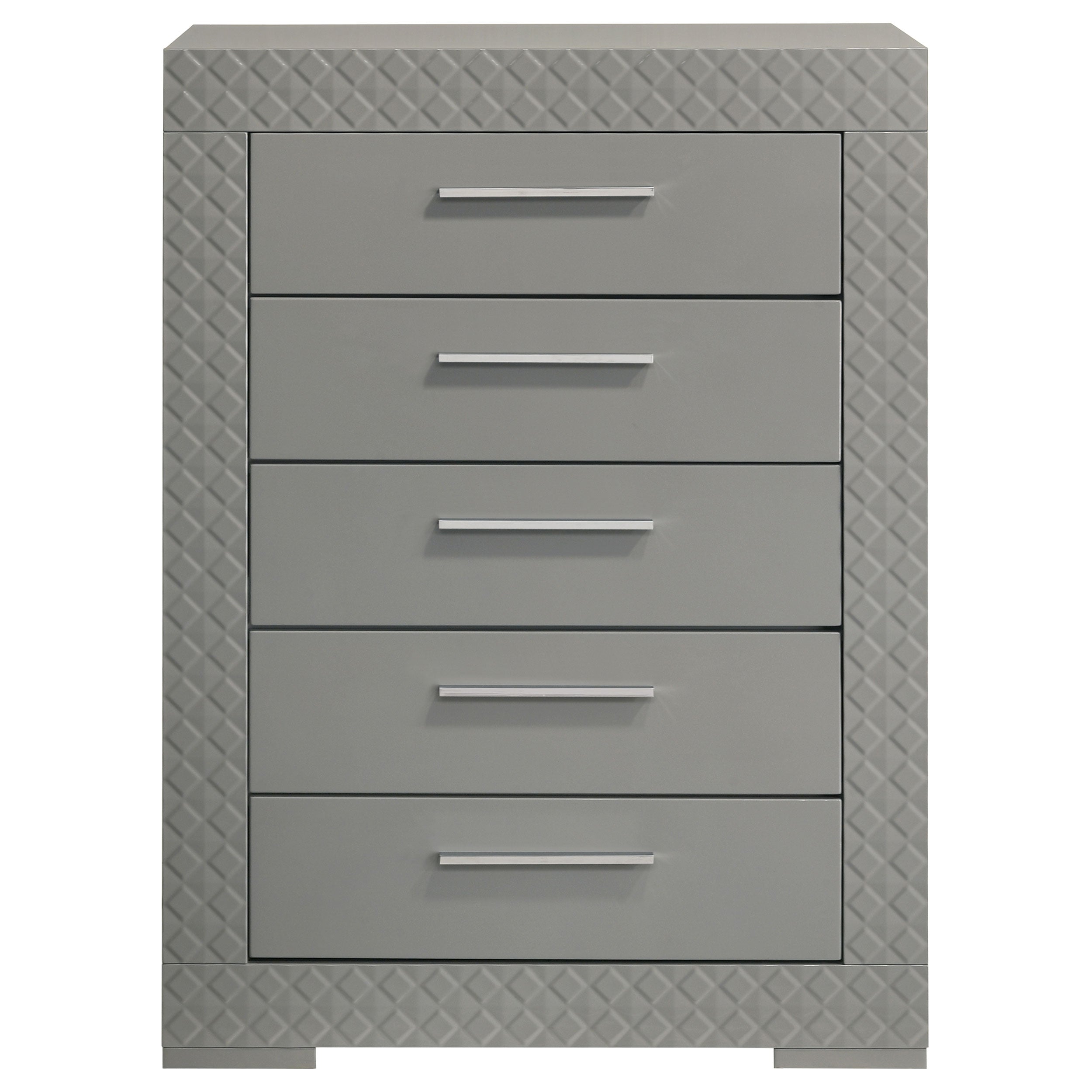 Ives 5-drawer Bedroom Chest of Drawers Grey High Gloss-