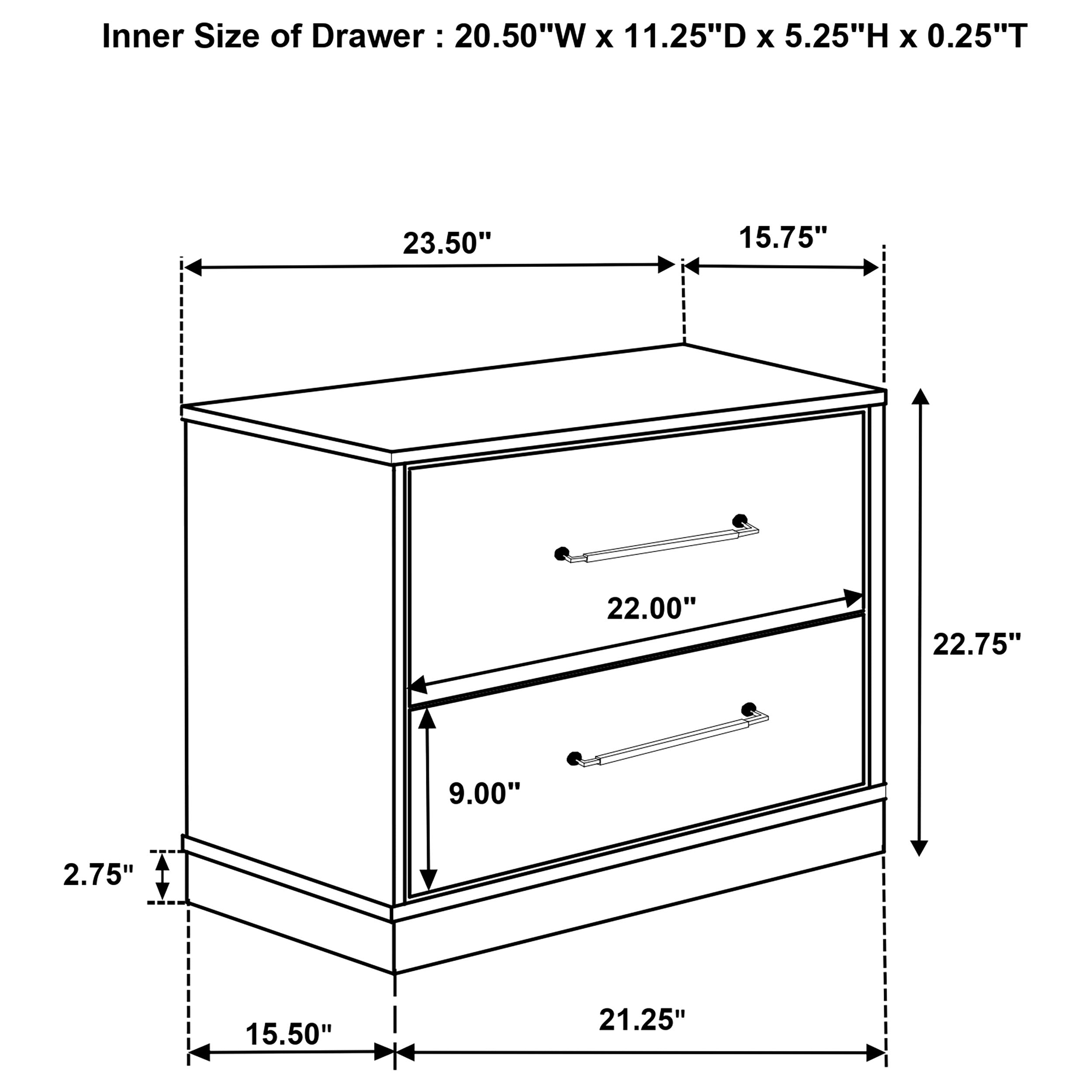 Fenwick 2-drawer Nightstand Bedside Table Grey Oak-