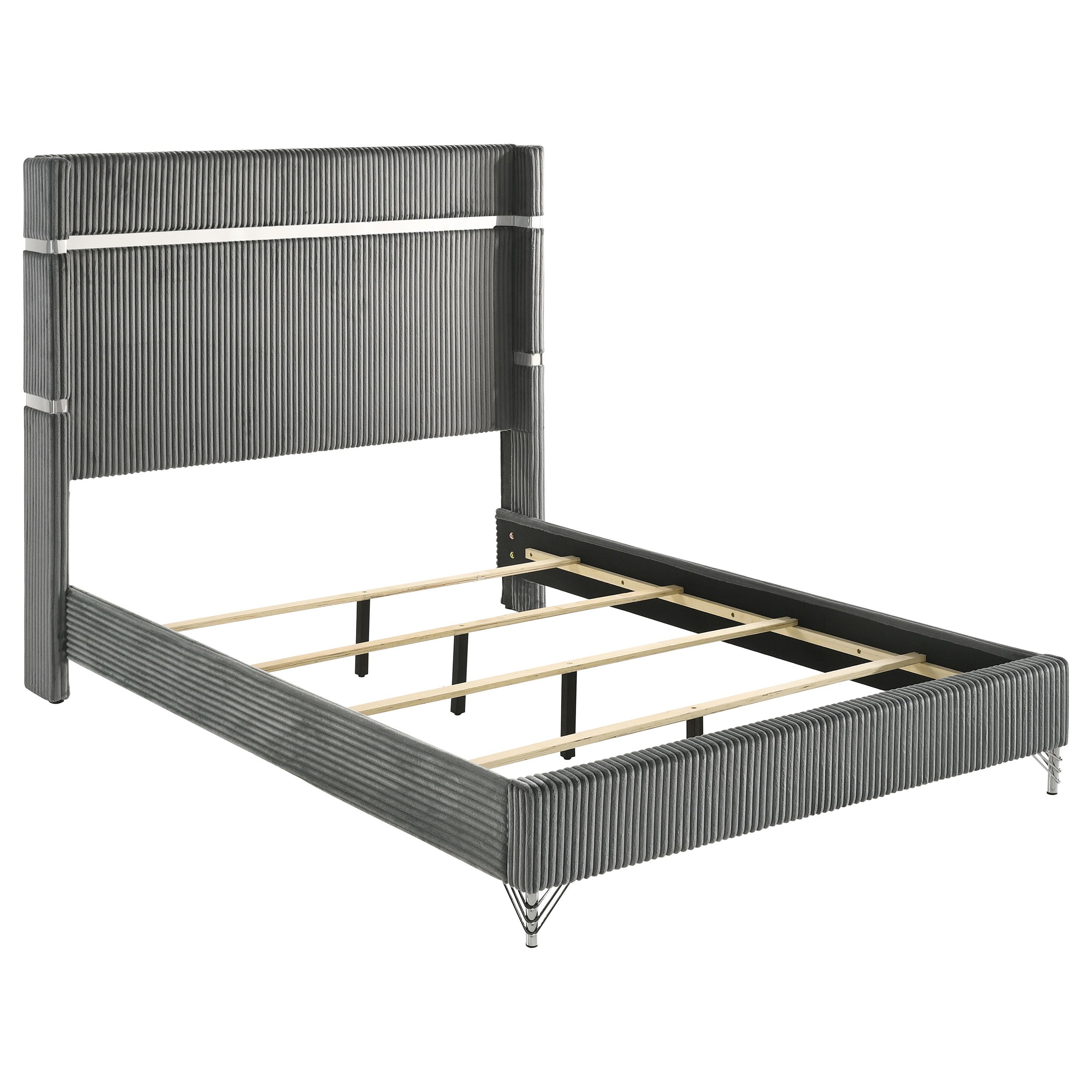 Lucia 61-inch Upholstered Queen Wingback Bed Grey-
