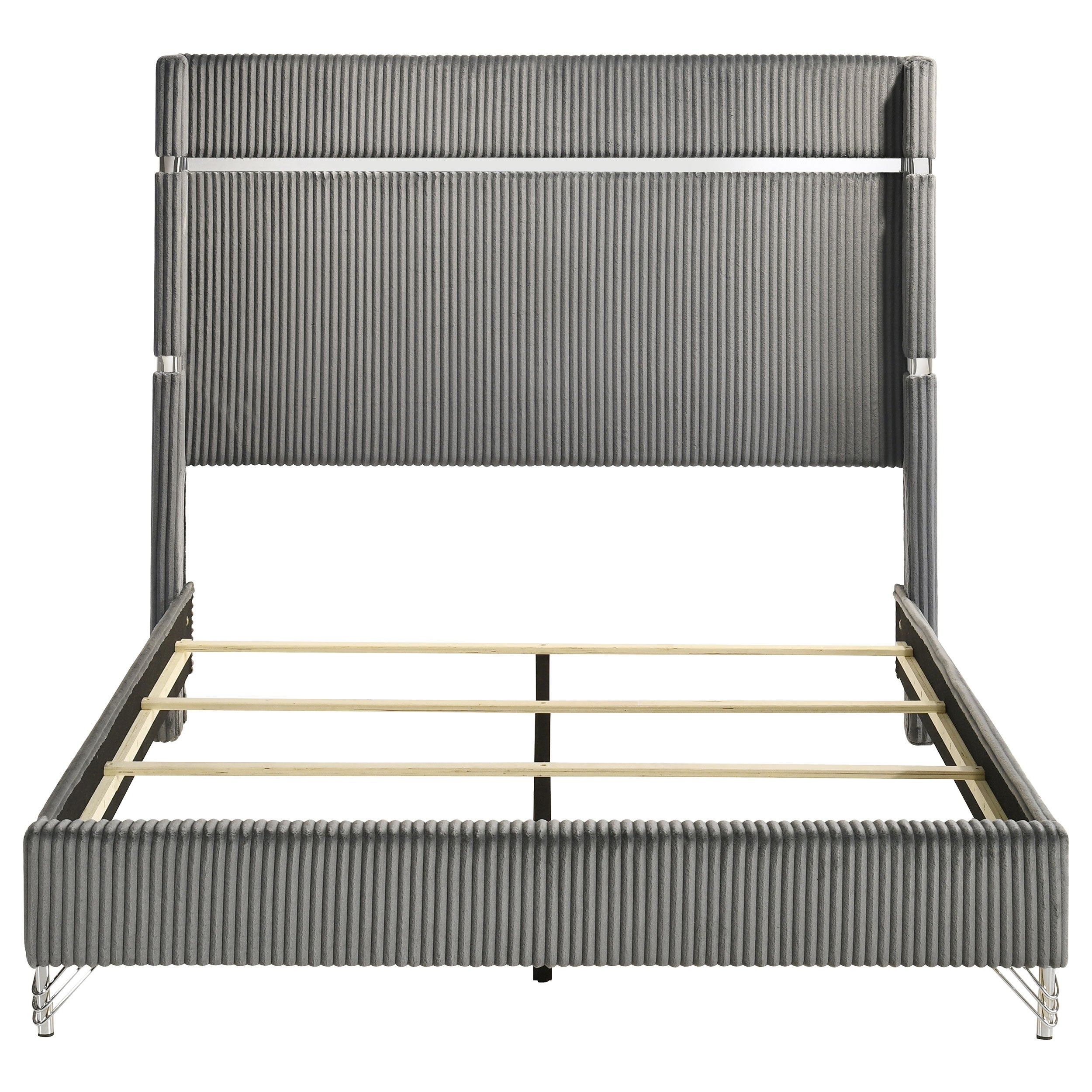Lucia 61-inch Upholstered Queen Wingback Bed Grey-