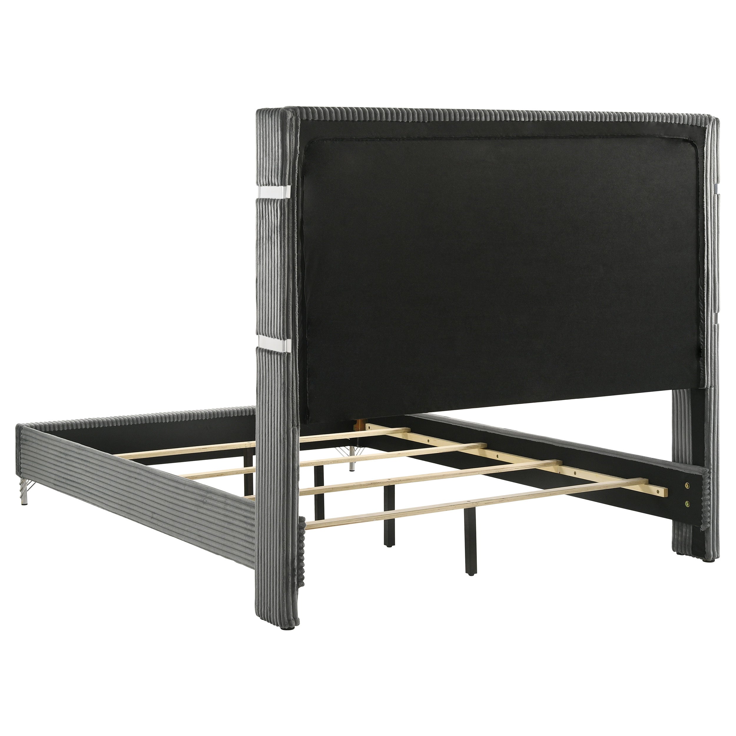Lucia 61-inch Upholstered Queen Wingback Bed Grey-