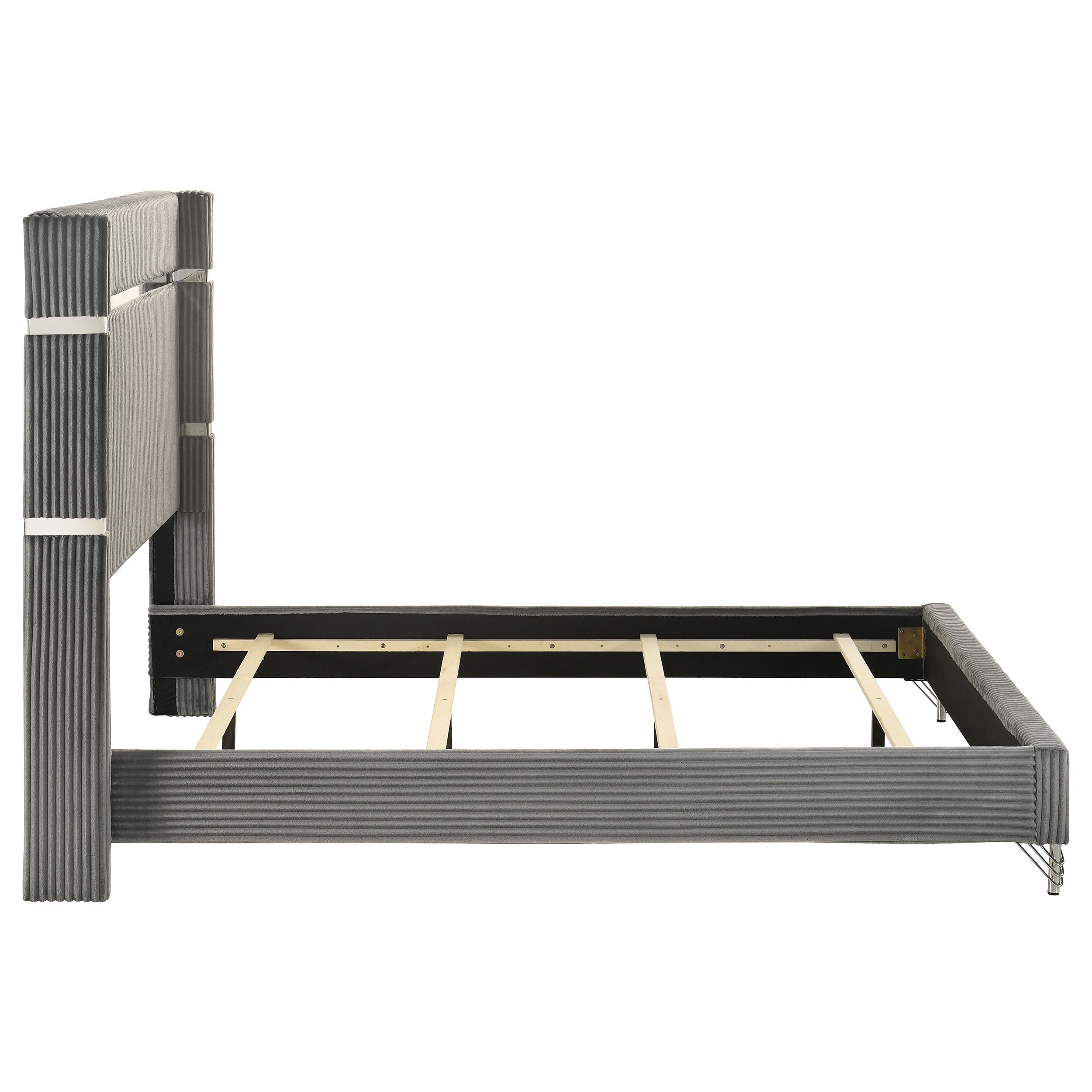 Lucia 61-inch Upholstered Queen Wingback Bed Grey-
