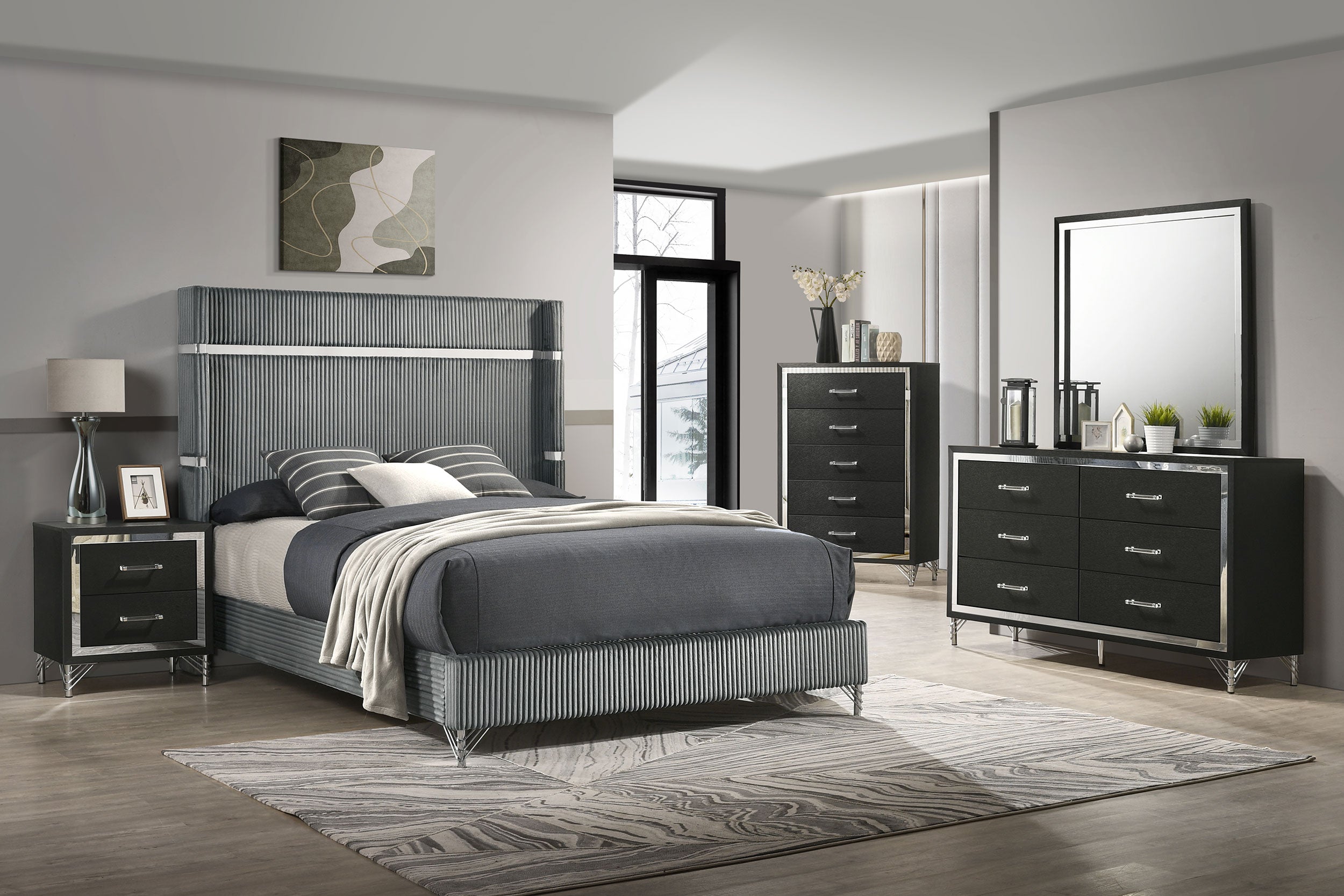Lucia 2-drawer Nightstand Bedside Table Black-