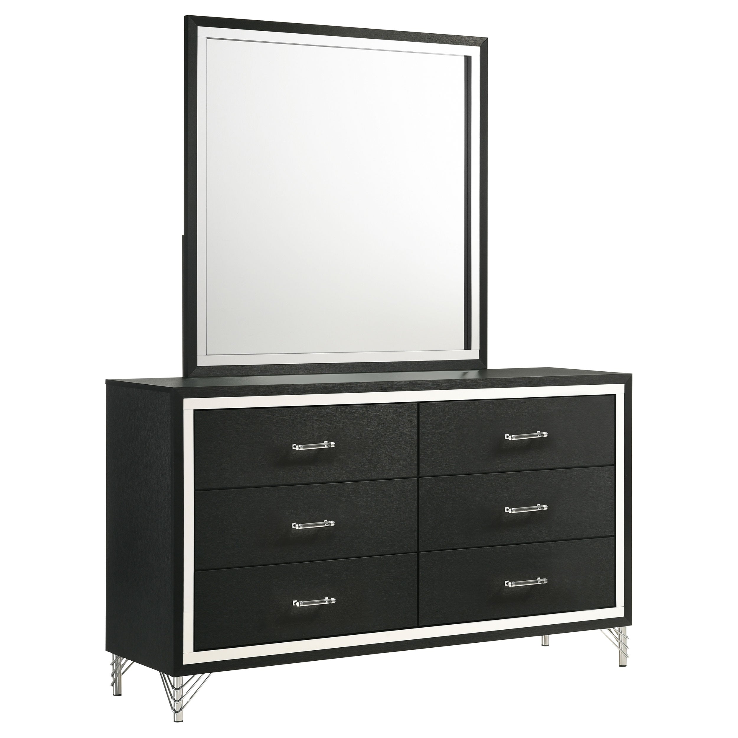 Lucia 6-drawer Dresser and Mirror Black-