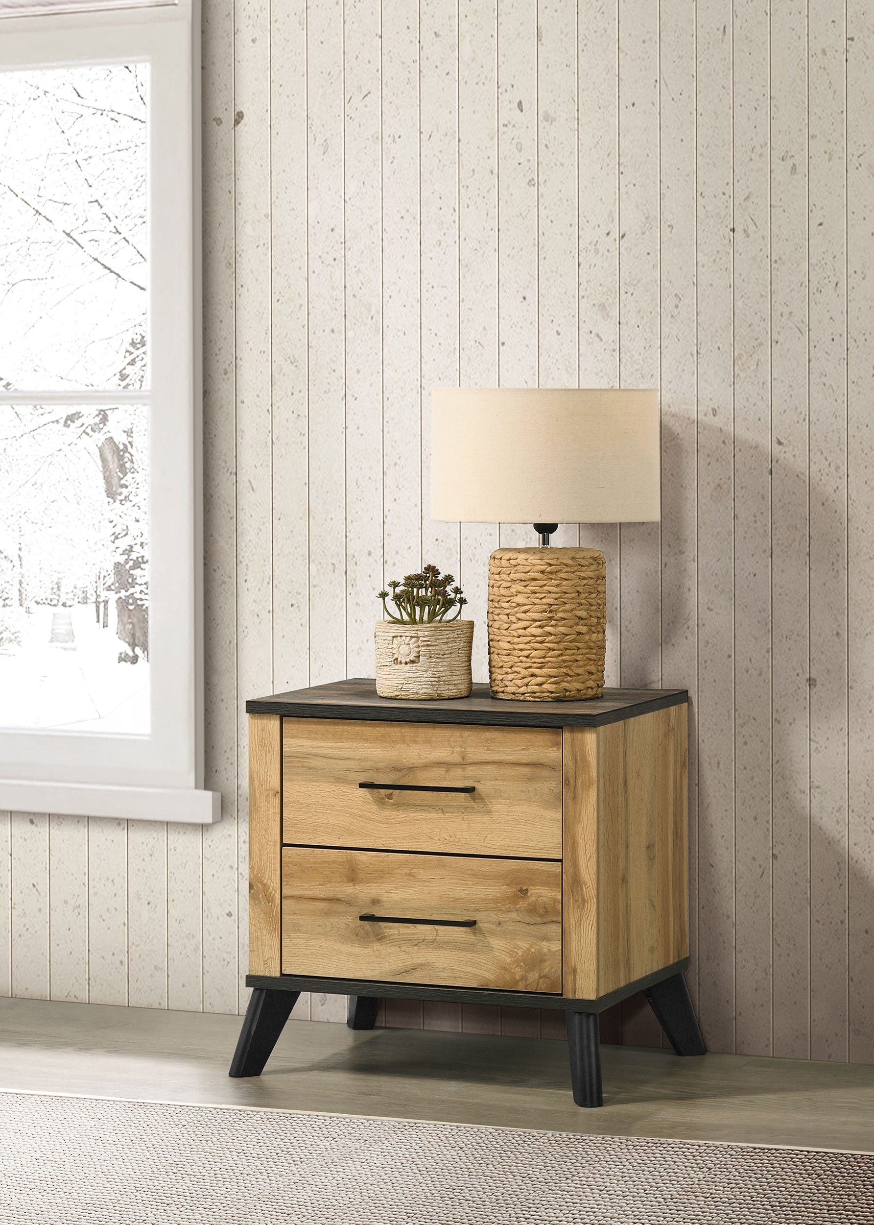 Kaywood 2-drawer Nightstand Bedside Table Natural Pine-