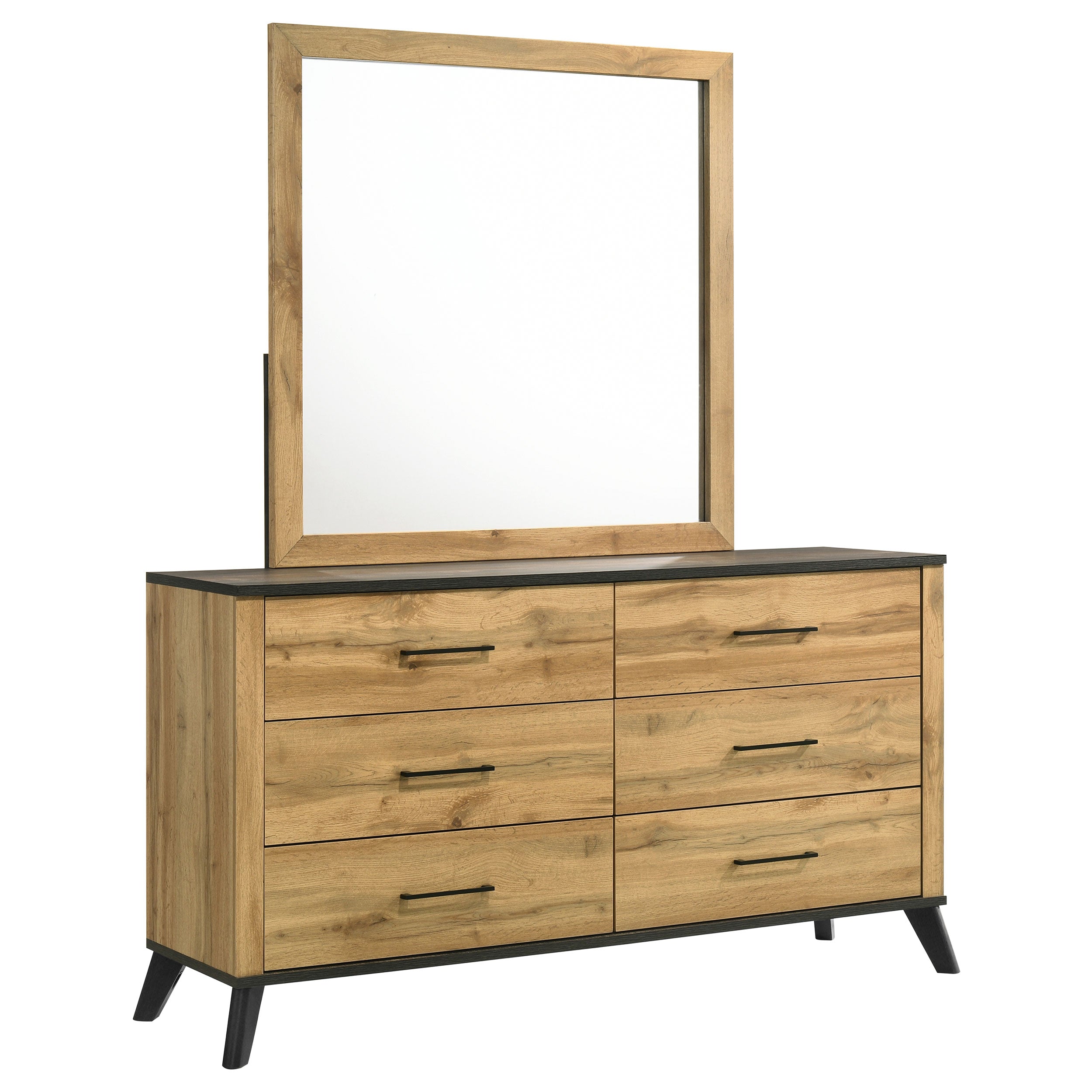 Kaywood 6-drawer Dresser and Mirror Natural Pine-