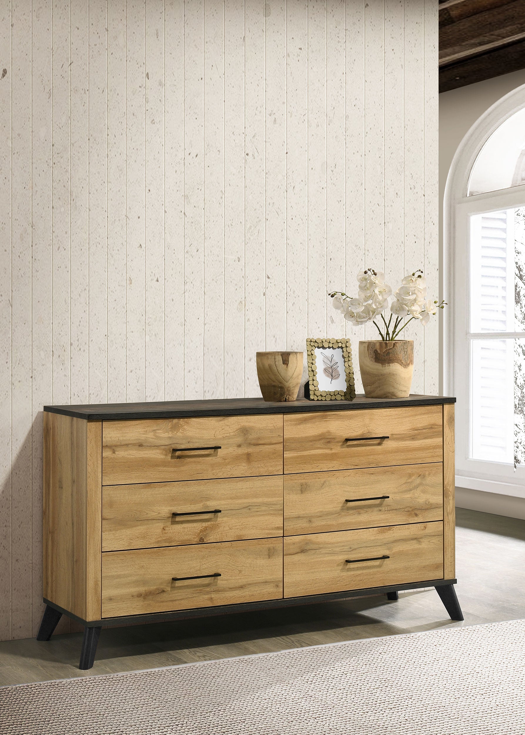 Kaywood 6-drawer Dresser Cabinet Natural Pine-