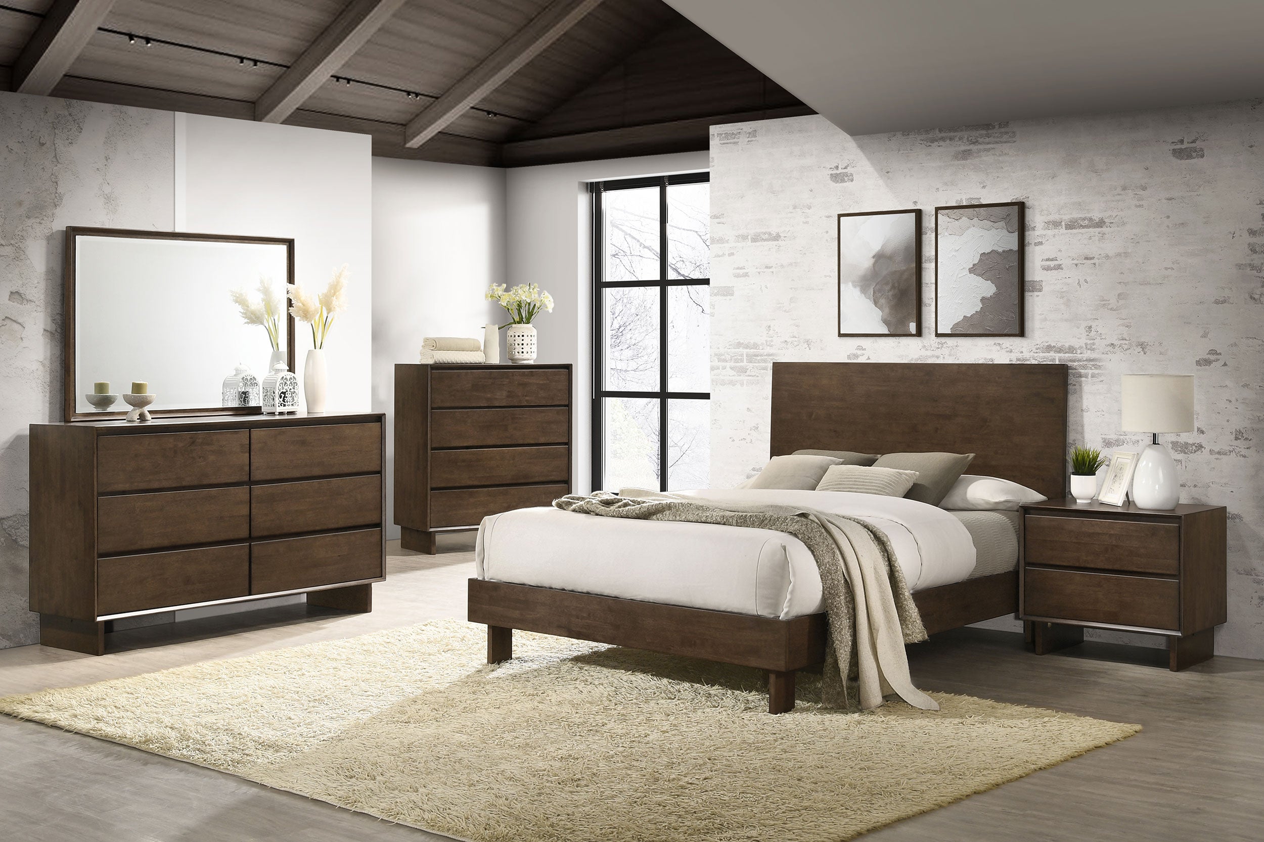 Glenwood 2-drawer Nightstand Bedside Table Warm Brown-