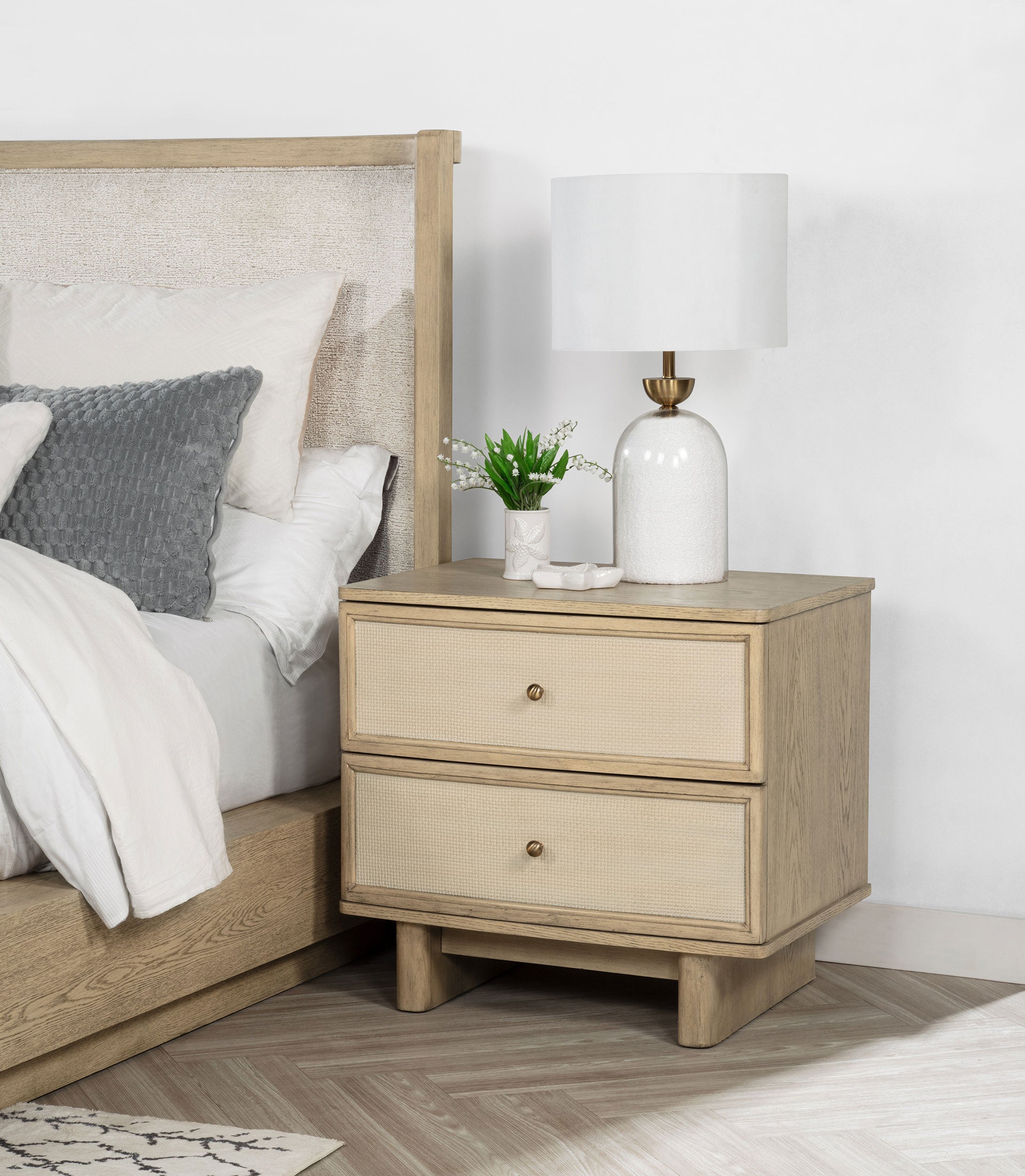 Kailani 2-drawer Nightstand Bedside Table Beige Oak-