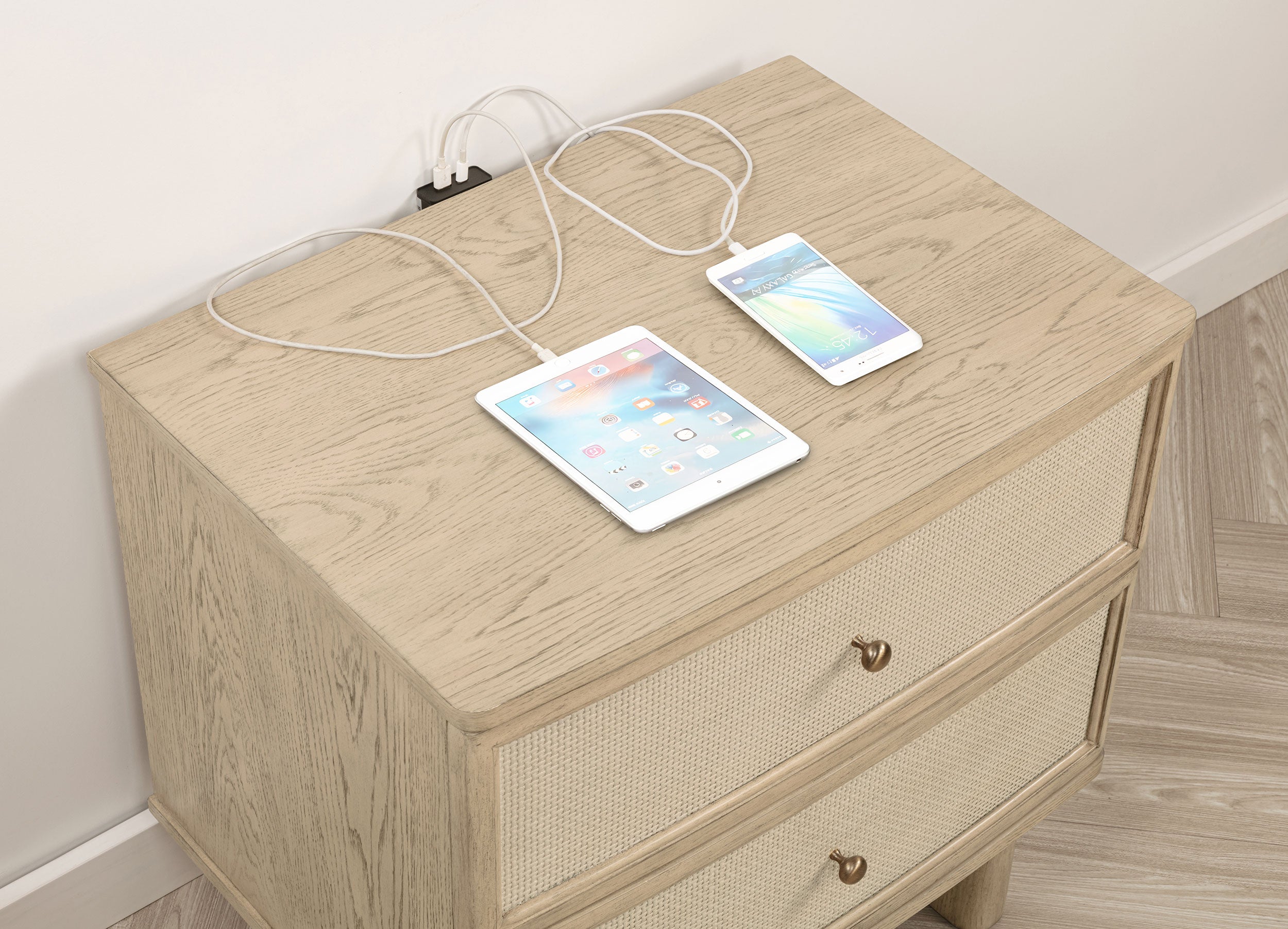 Kailani 2-drawer Nightstand Bedside Table Beige Oak-