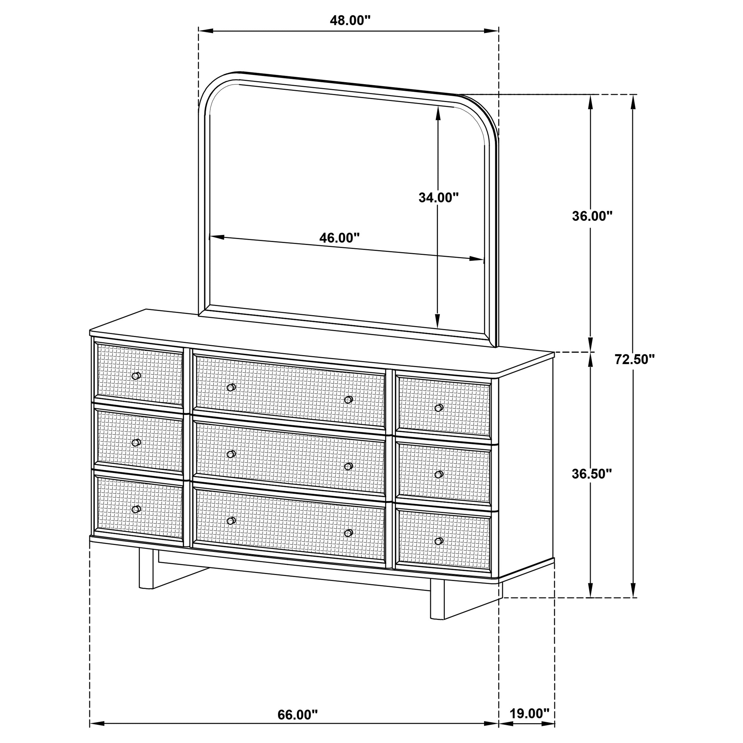 Kailani 9-drawer Dresser and Mirror Beige Oak-