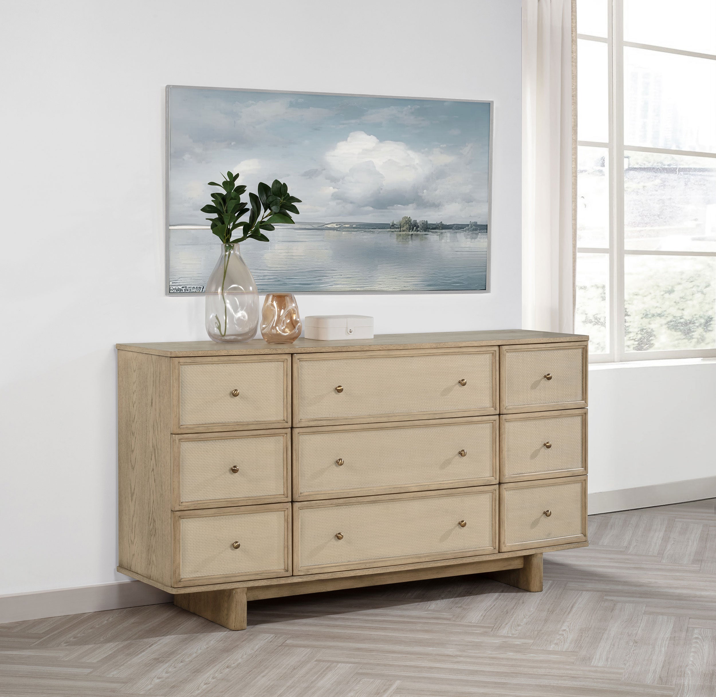 Kailani 9-drawer Dresser Cabinet Beige Oak-