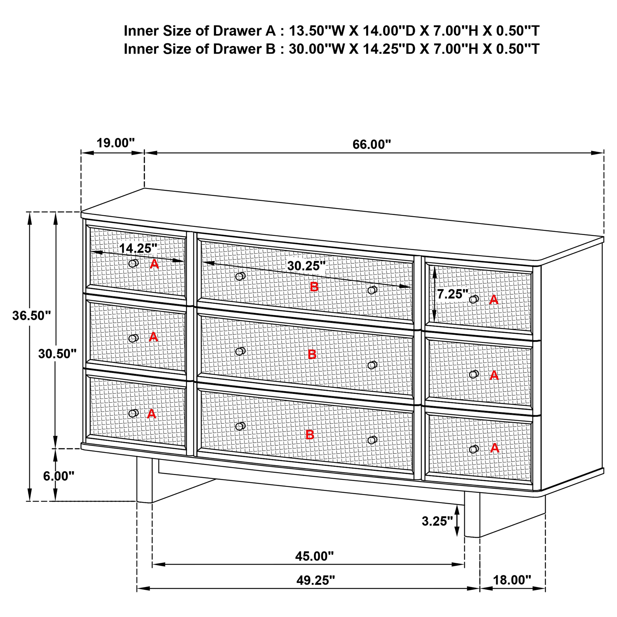 Kailani 9-drawer Dresser Cabinet Beige Oak-